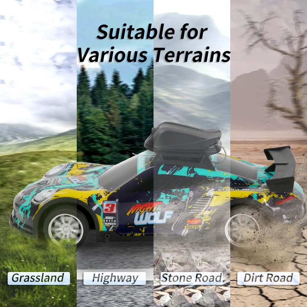 OBEST Op afstand bestuurde auto met camera, 2,4 GHz op afstand bestuurbare drift auto app controle, RC camera raceauto voertuig graffiti offroad voor jongens vanaf 3, 4, 5, 6 jaar