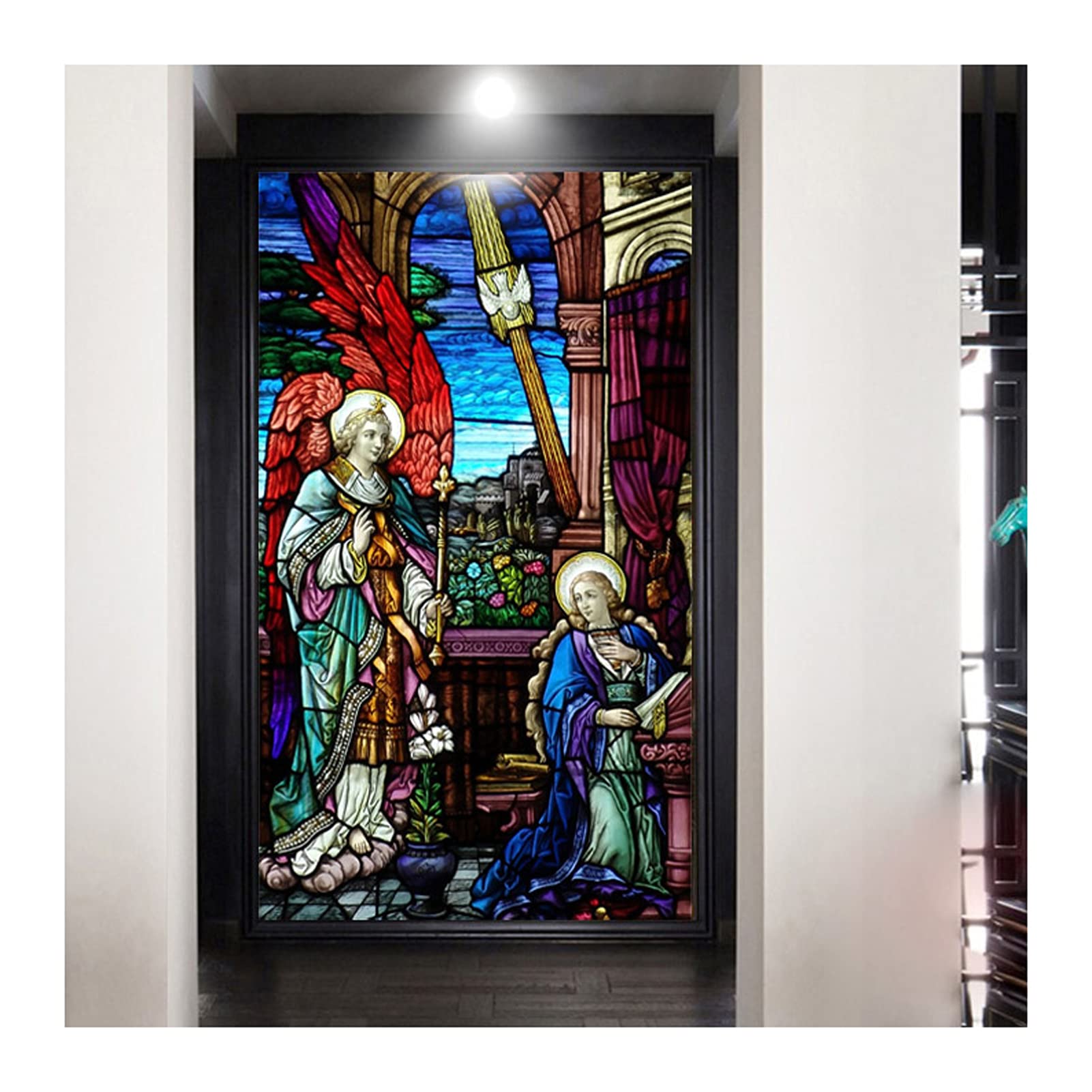 Window Film, Church Stained Glass Decorative Film Anti-UV Anti-UV Static Privacy Clings Film Jesus Religious Figures Decor,5,120x120cm