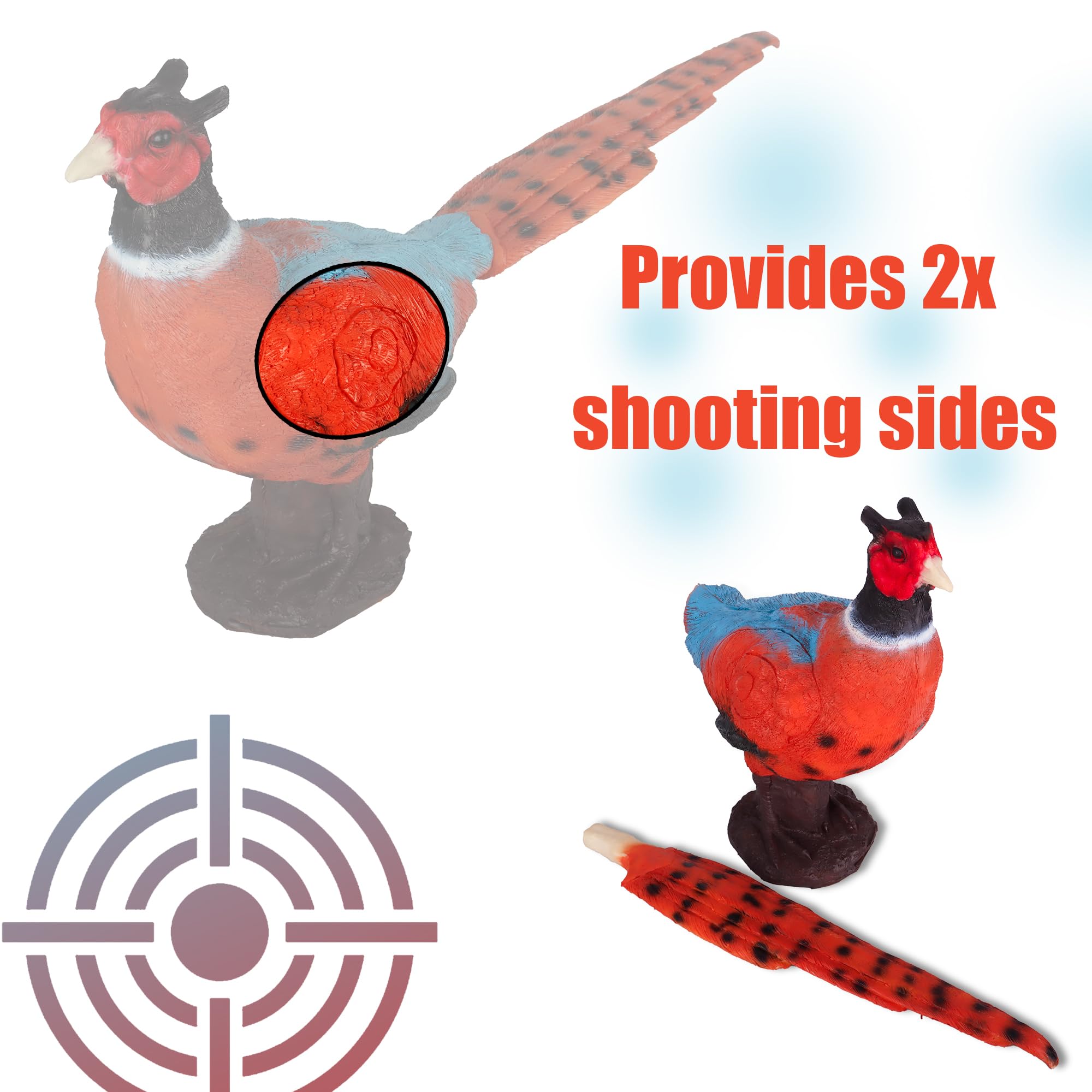 Archery Animal Target 3D Pheasant with Two-Sided Shooting Range and Yard Stakes for Backyard Bow Hunting Training