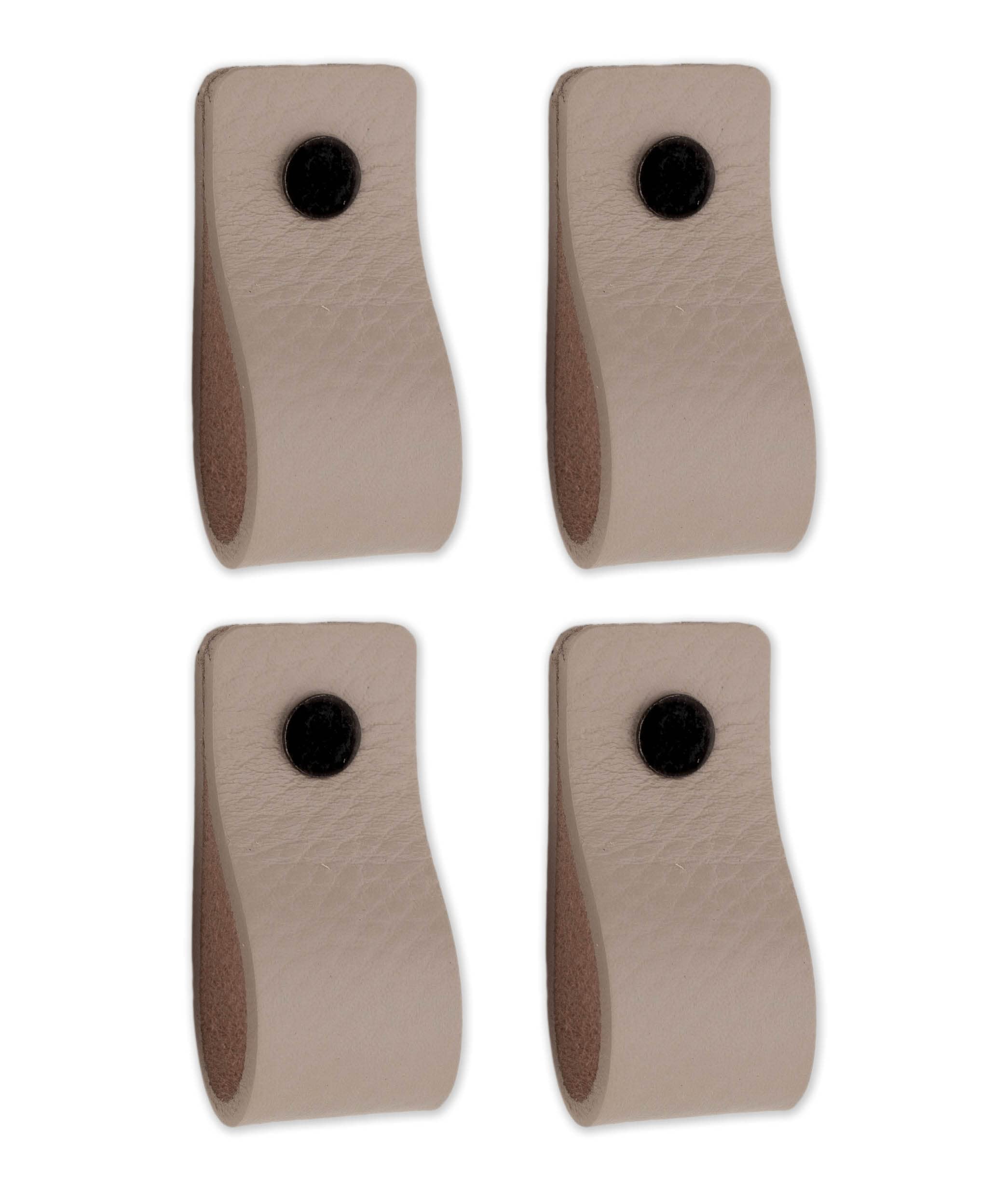 Brute Strength, Leather Handles for Furniture, Light Grey, 4 pcs, 12,5 x 2,5 cm, Cabinet Handle
