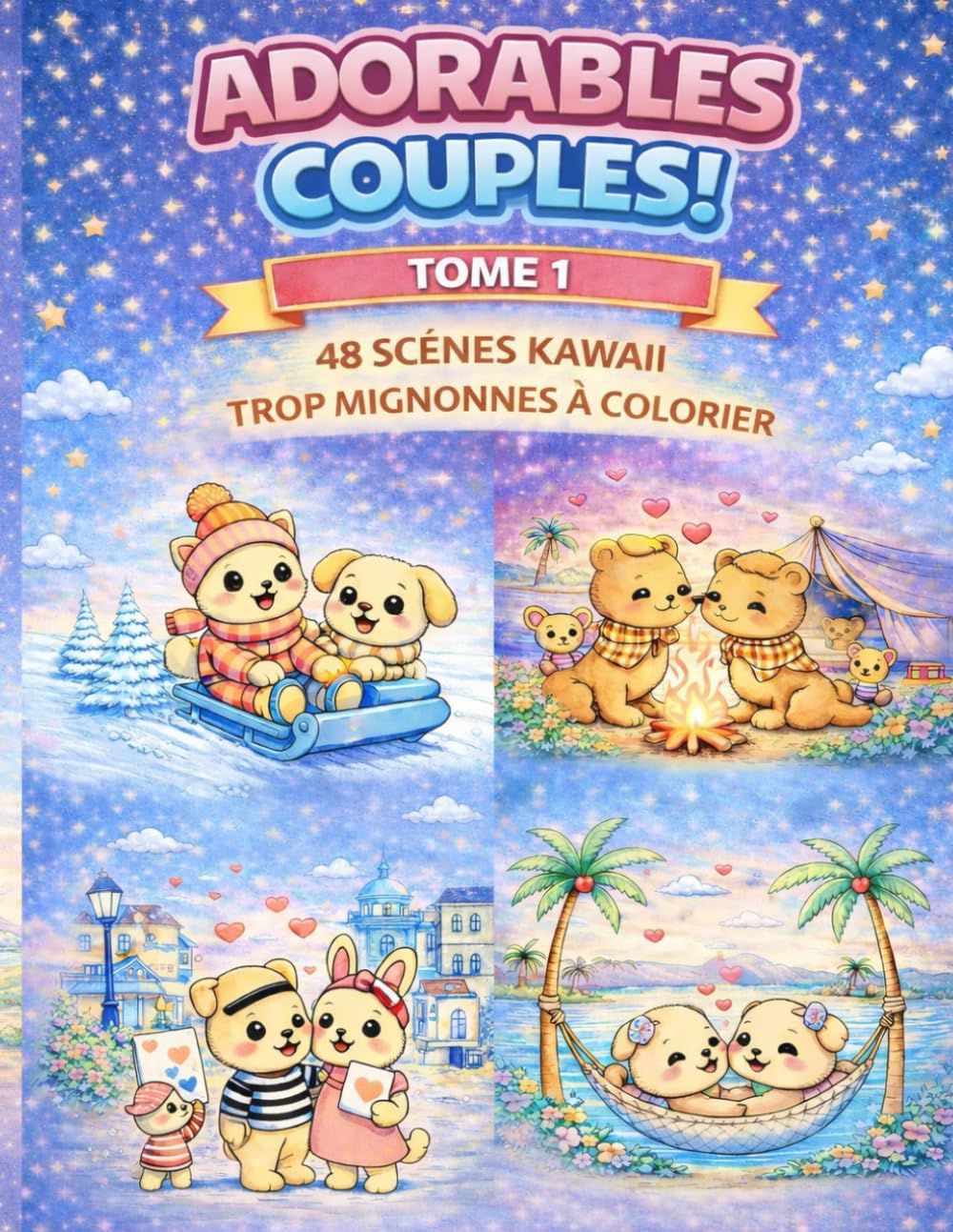 Adorable Petits Couples - Coloriage Kawaii: 48 scènes mignonnes et relaxantes à colorier pour adultes et adolescents.
