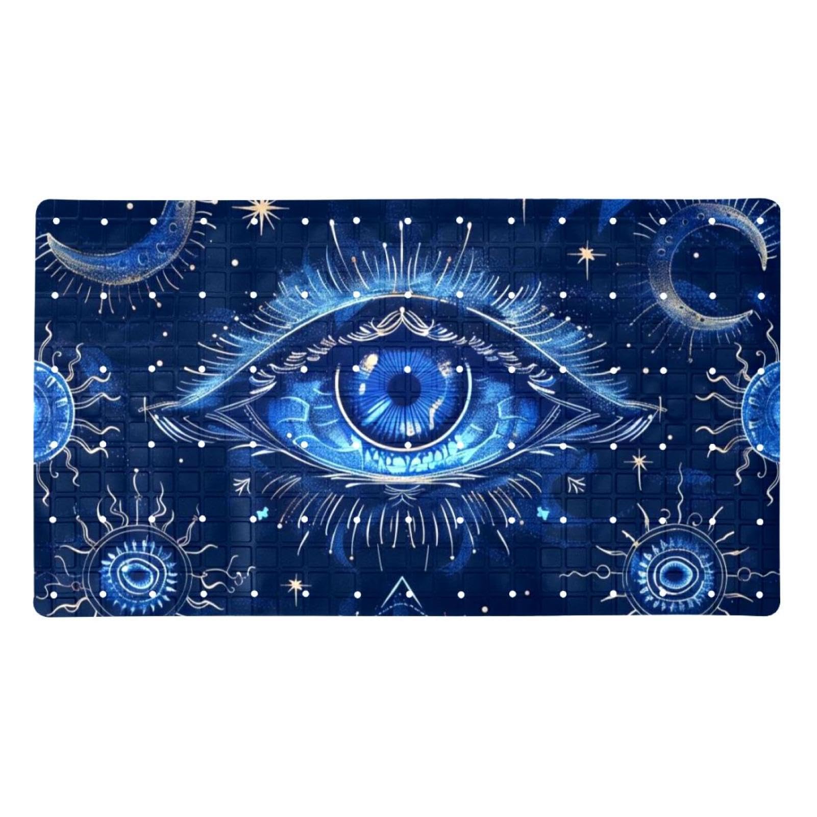 Alfombrilla antideslizante extralarga de secado rápido con diseño Art Blue para baño seguro