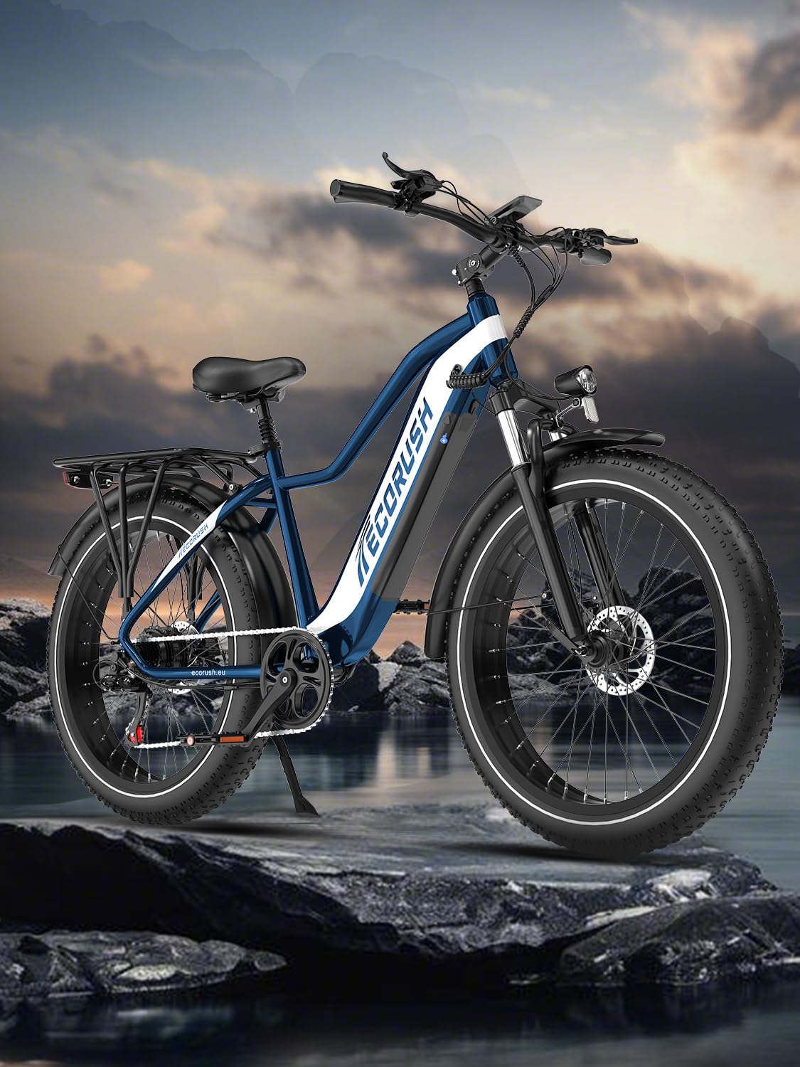 Vélo Électrique, Velo Electrique Homme Équipé d'une Batterie 48V 13AH/20AH, Pneus Fat De 26 * 4.0 Pouces, Moteur De 250W & 25KM/H, avec Un Dérailleur À 7 Vitesses, Portée maximale 100 KM/150KM