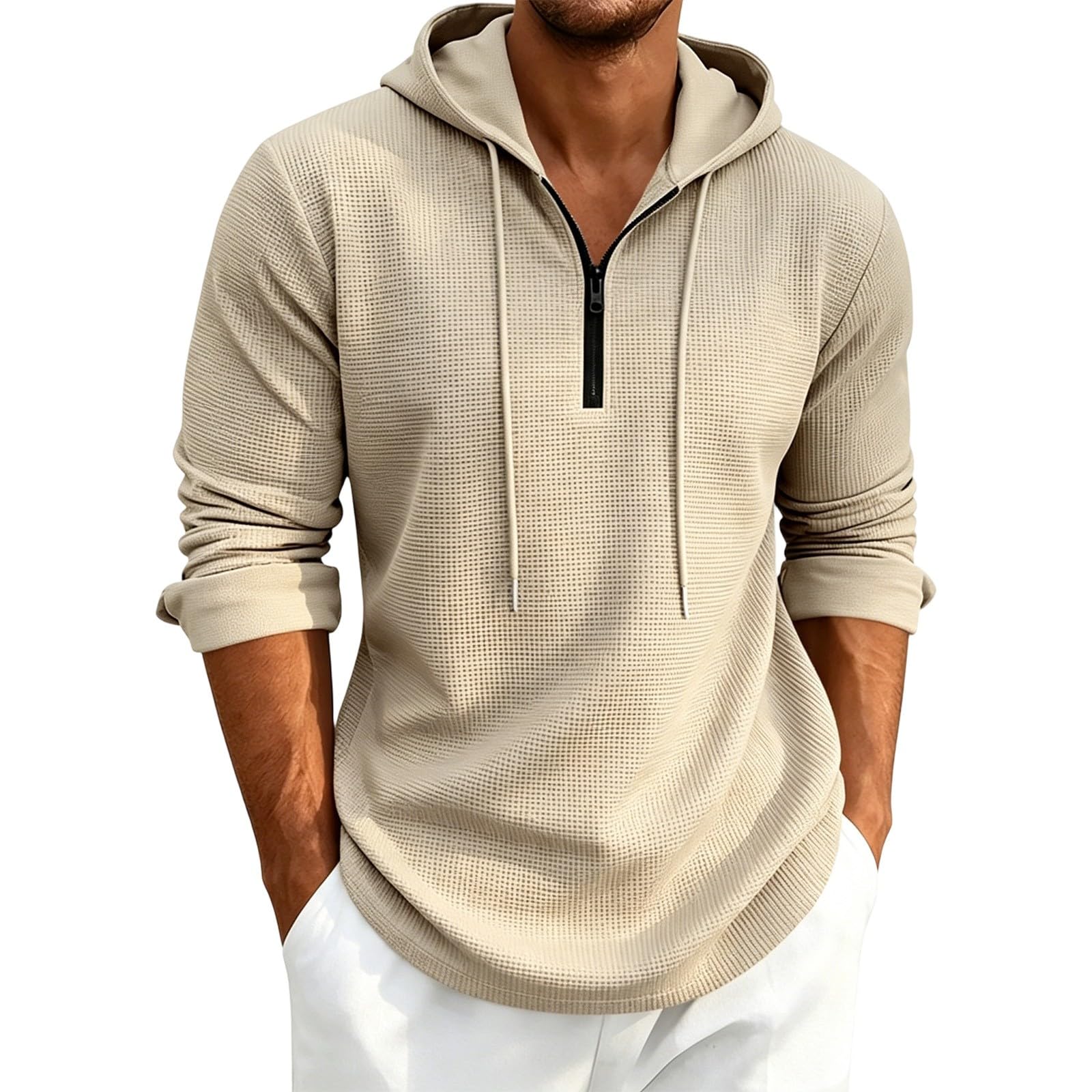 Sudadera anti UV hombre transpirable de punto con capucha que bloquea el sol con confort 8