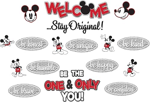 Eureka Disney Retro Mickey Mouse - Juego de tablones de anuncios y decoración de aula para profesores, 22 piezas