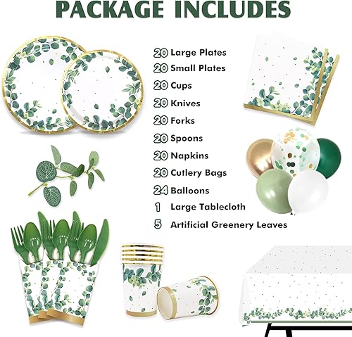 Miniatura 6 de Decoraciones de baby shower verde salvia, platos de papel verde salvia, suministros para fiestas, kit de guirnalda de globos, juegos de vajilla,