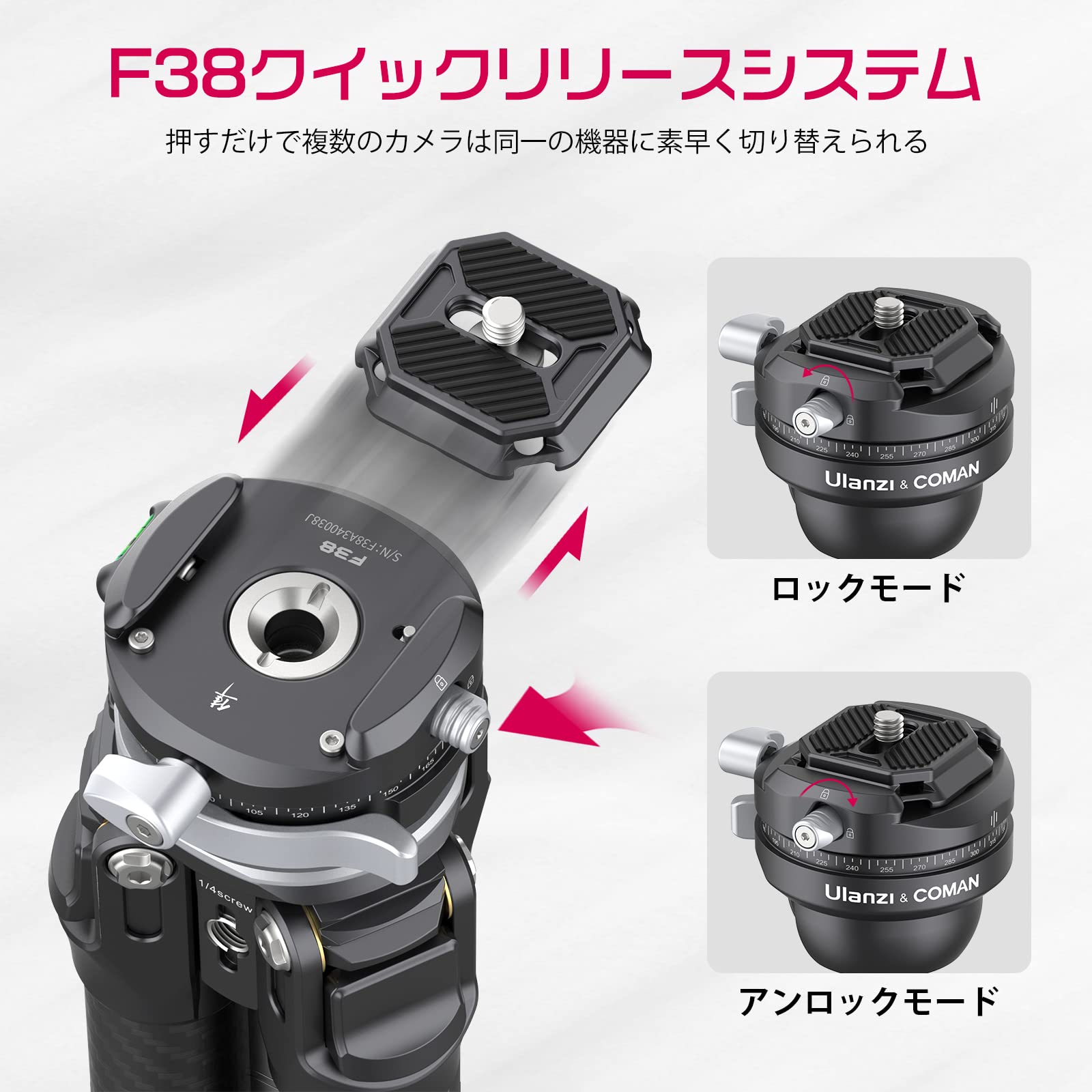 ウランジ(Ulanzi) ウランジ ZERO F38 カーボン三脚 3Way雲台 軽量