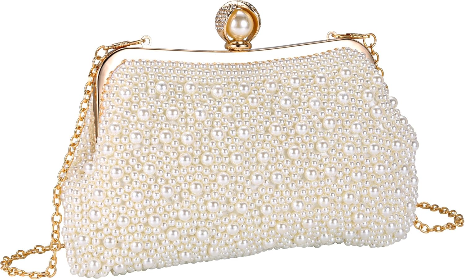 FALETO Pearl Clutch Bag for Women Evening Wedding Party Bridal Handbag Ladies Beaded Clutch Purse for Party - Image 3
