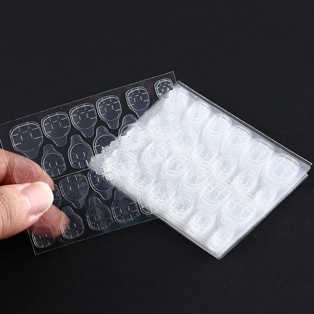 Smukdoo Double Sided Fake Nail Gule Stickers,360Pcs False Nails Stickers Nail Adhesive Tabs,Transparent Nail Gule Sticker for Fake Nails Tips,15 Sheets