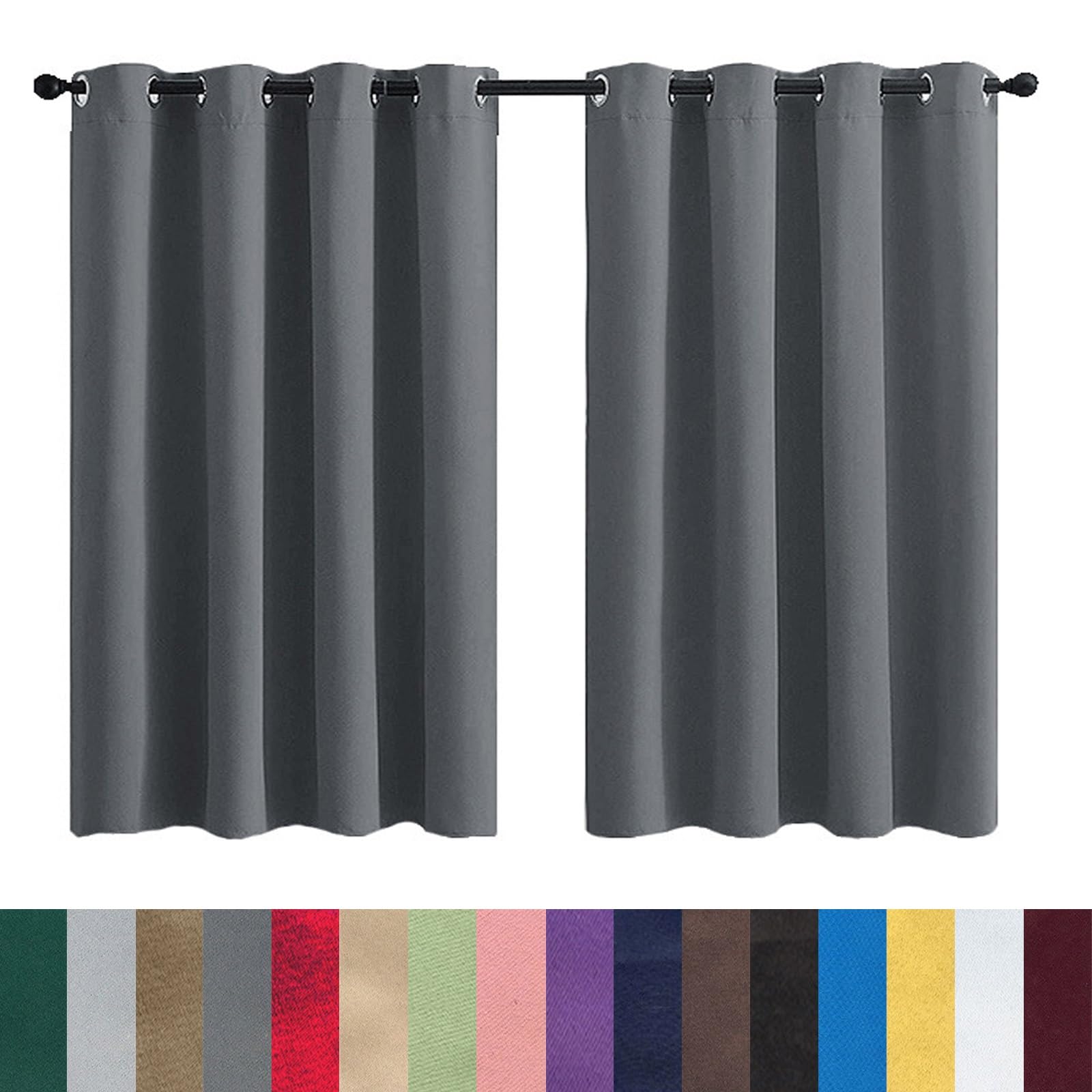 GAIFNAG Curtains for Bedroom Blackout 80 x 70 cm Drop Eyelet, Lightweight, Thermal Insulated Bedroom Thermal Curtains for Bedroom and Living Room, Dark Grey