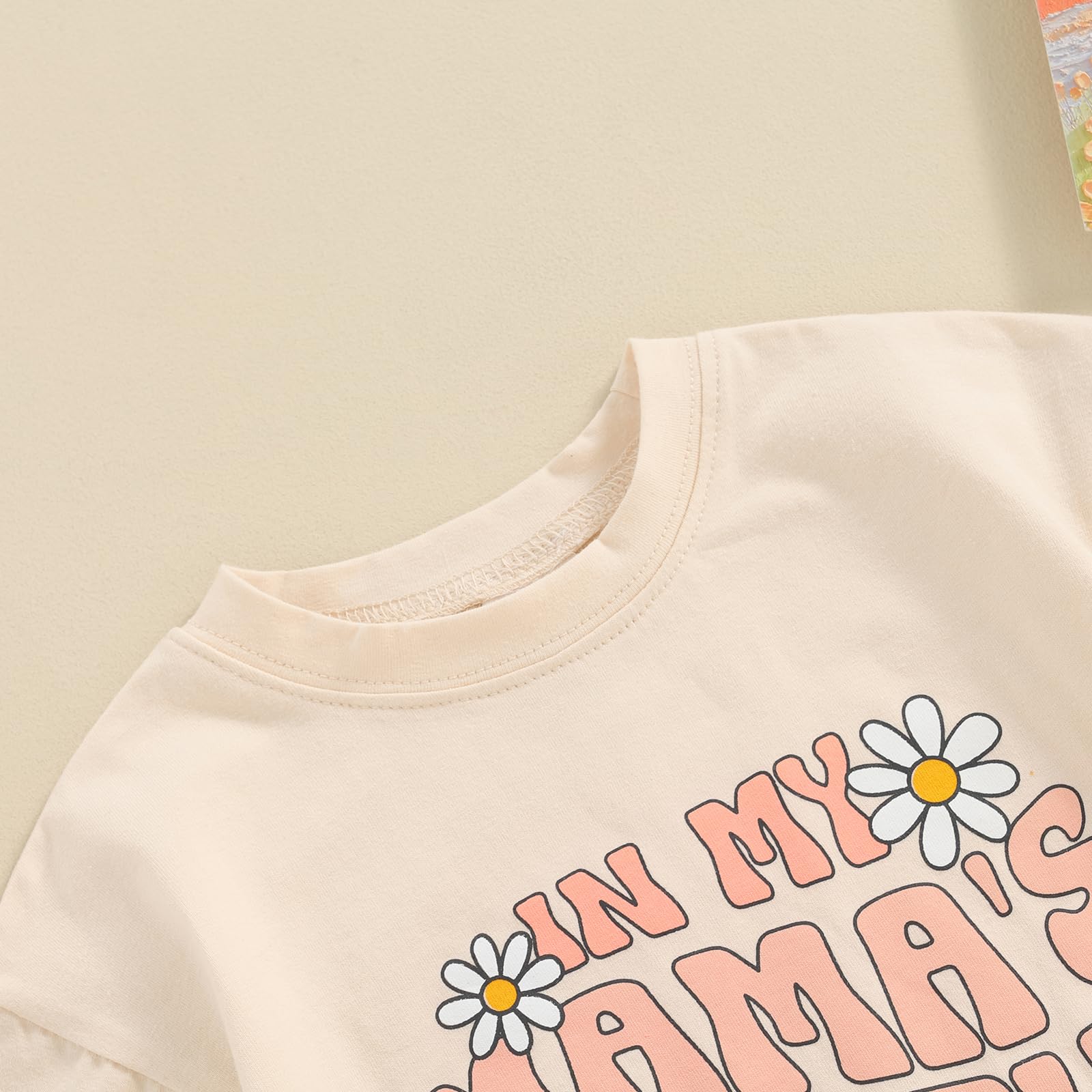 Mameluco de manga corta para bebé recién nacida con diseño de margaritas y margaritas en la era de mi mamá, Beige, 3-6 Months