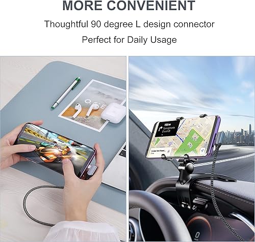 Miniatura 6 de OKRAY Paquete de 2 adaptadores de corriente de carga rápida 3.0 de carga rápida QC de 18 W con 2 cables USB C de 10 pies, ángulo de 90 grados, kit