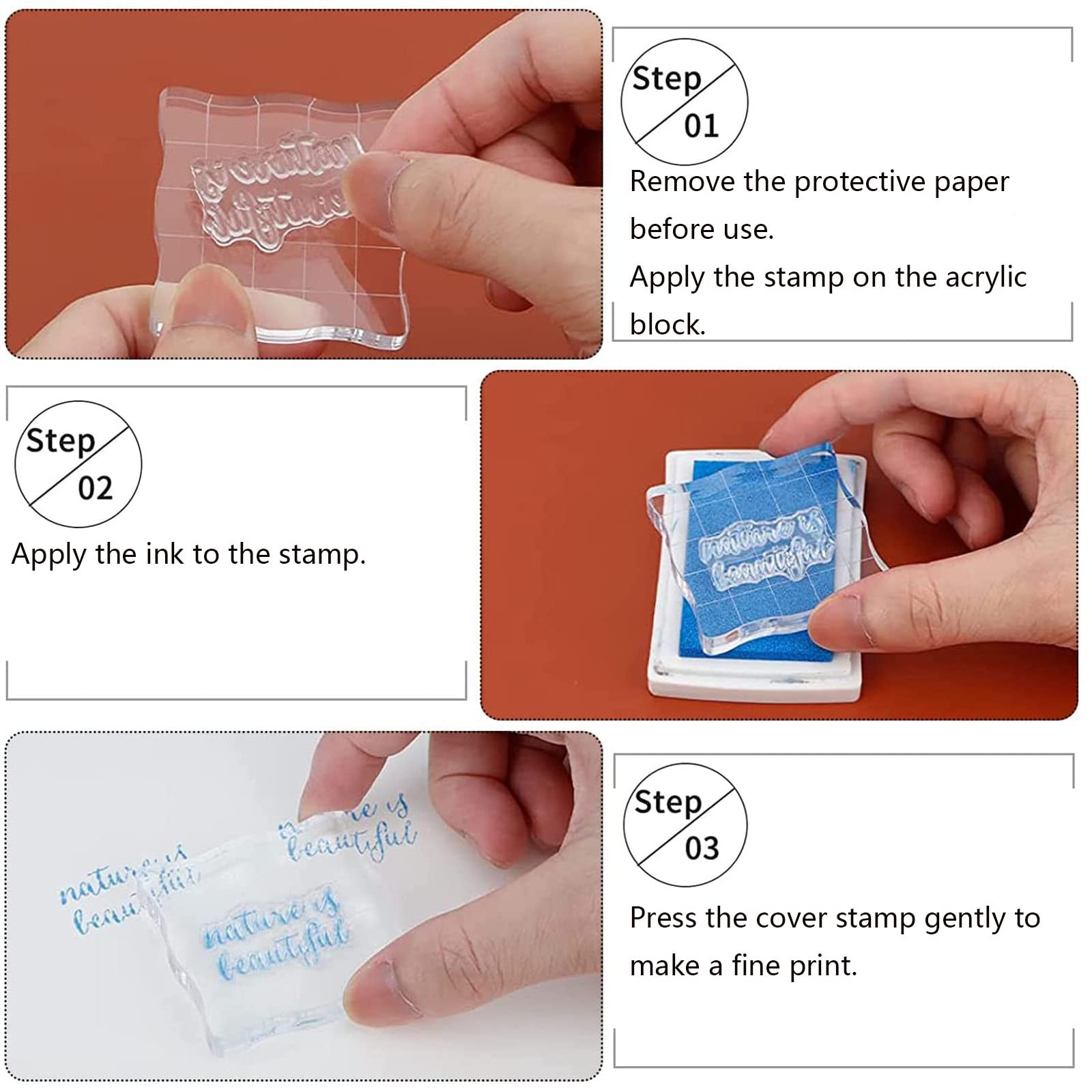 7 Blocs Acryliques Pour Tampons Transparents Avec Quadrillage - Outils Scrapbooking Et Artisanat