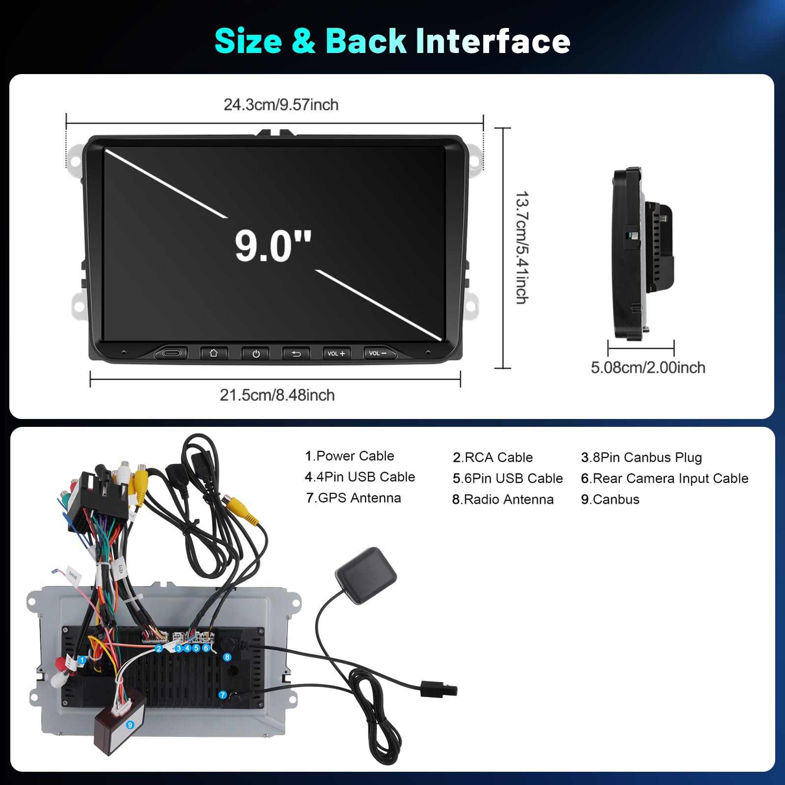 4+64G 9" Radio para VW Golf 5 Golf 6 Polo Skoda Passat Tiguan Touran