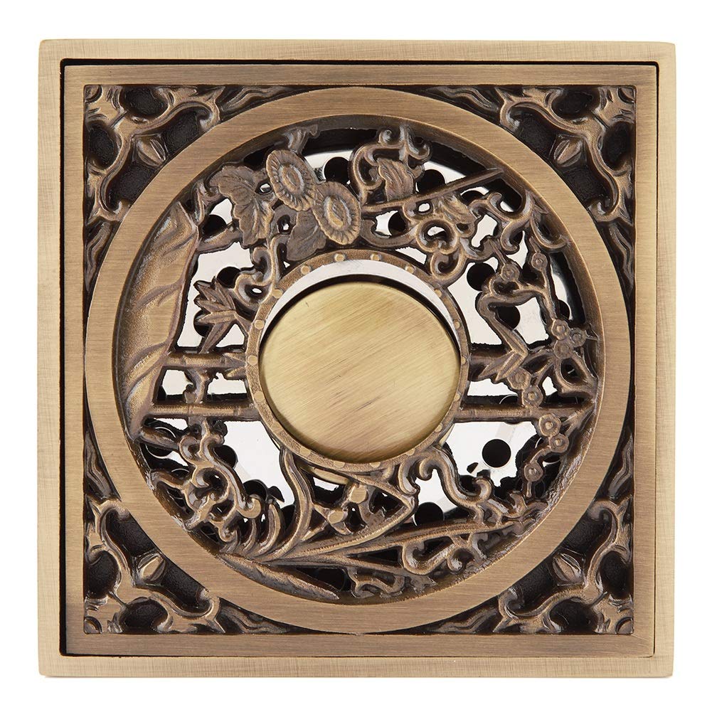 Siphon de sol laiton douche caniveau carré 10x10 évacuation acier inoxydable LiebeWH