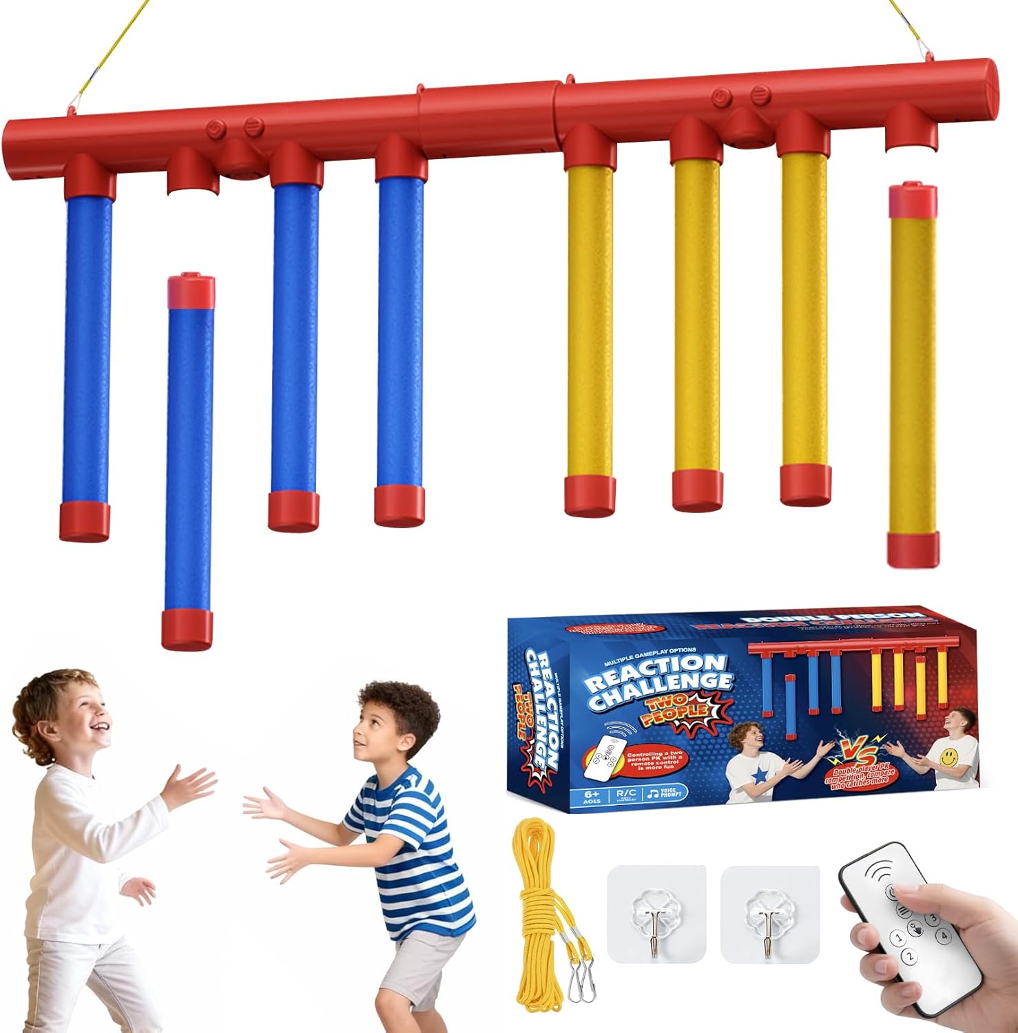 Reflex Drop Sticks Game, 3 Adjustable Speed Hand-Eye Coordination Toys, Remote Control, Catch Falling Sticks Game Reaction Training Challenge Toys for Adults & Kids