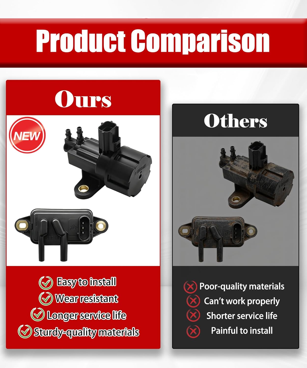 F77Z9J460AB and F63Z-9J459-AA EGR Vacuum Solenoid Valve and EGR Pressure Feedback Sensor Kit Fits for Ford F-150, F-250, F-350 Ranger, Mercury Sable, Mazda B3000, B2500, and Lincoln Navigator.