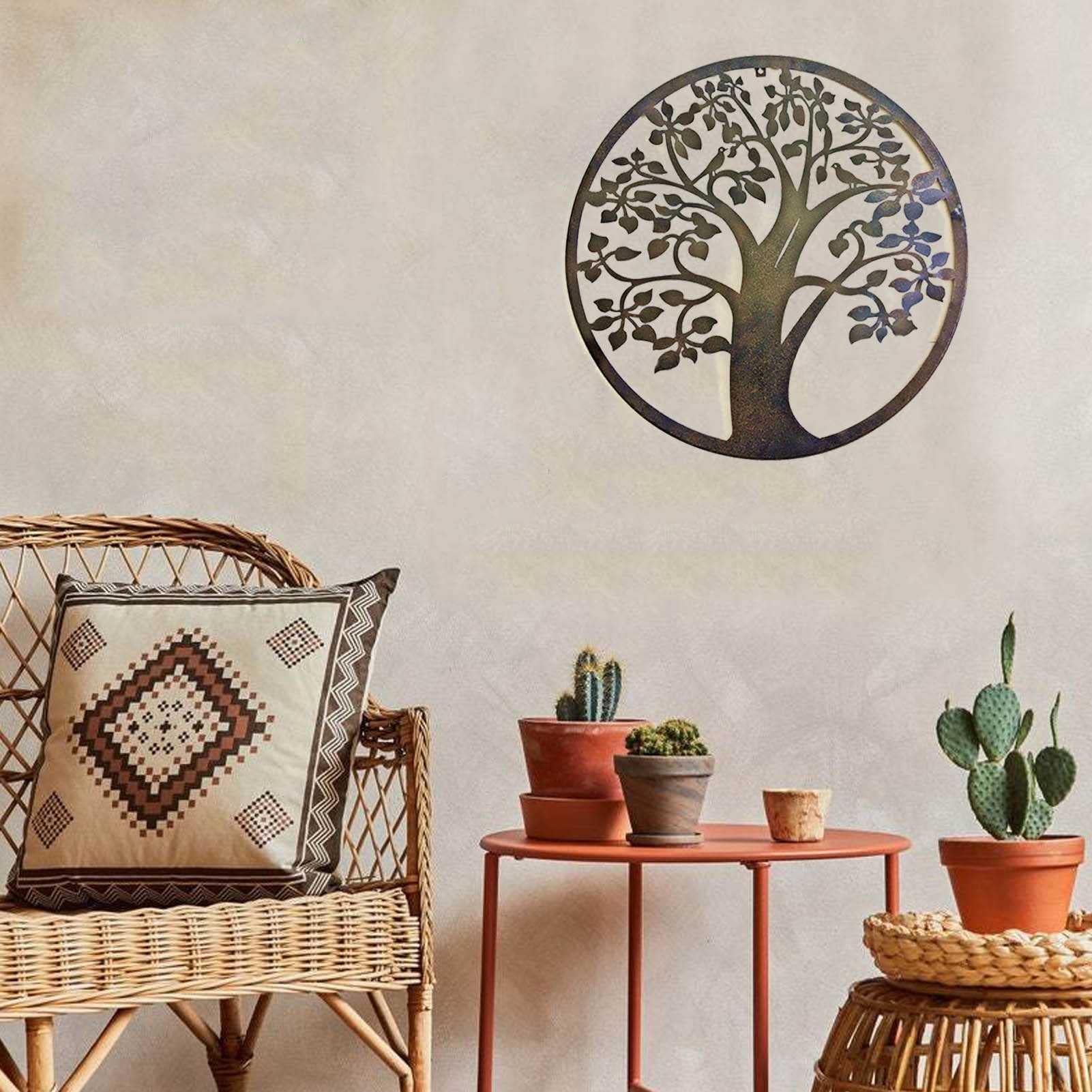 WTTTTW Set di 3 Decorazioni da Parete in Metallo con Albero della Vita, sculture da Parete in Metallo Albero genealogico da Appendere alla Parete, Regalo di Natale,Nero,Small