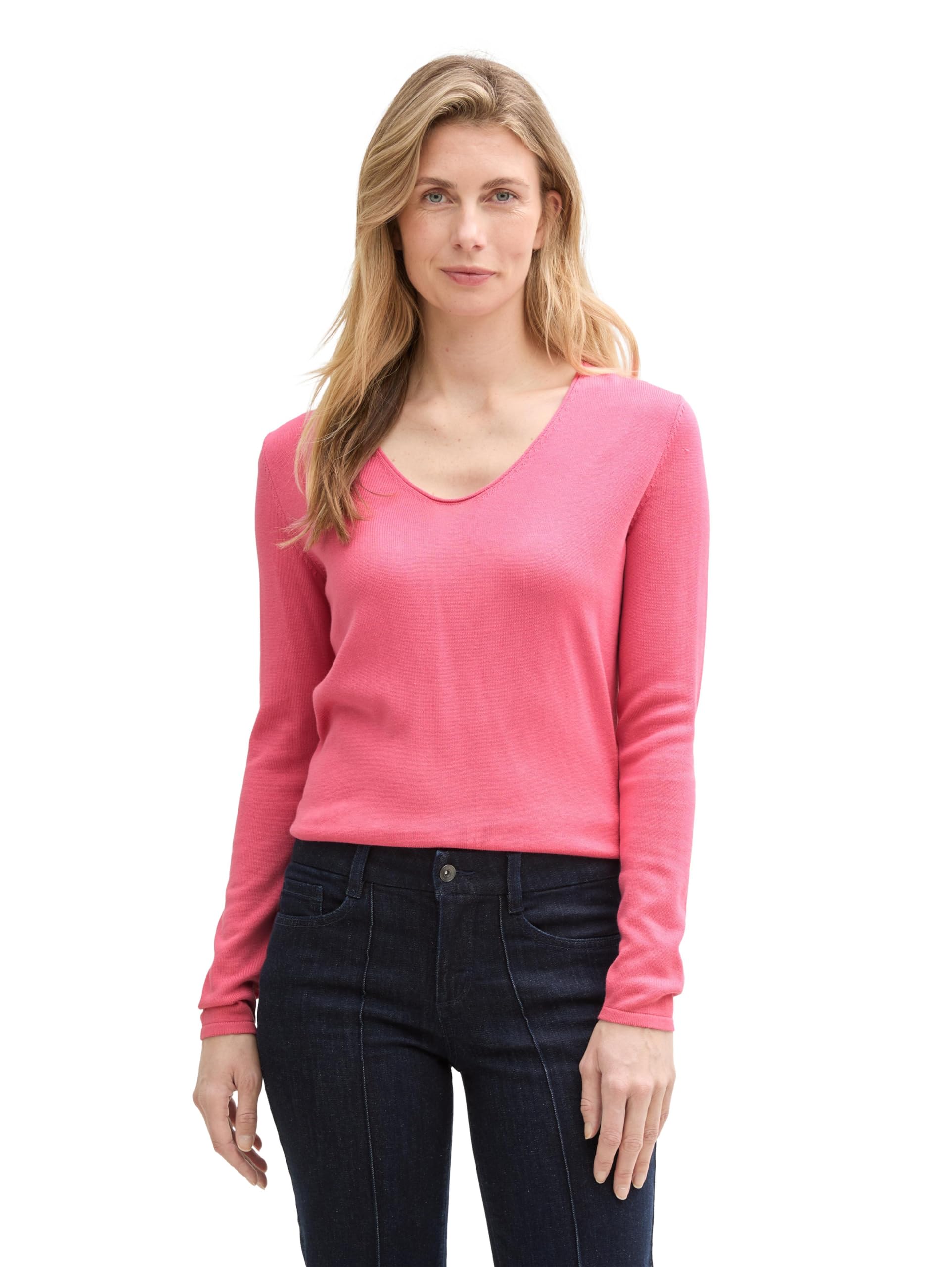 TOM TAILOR Damen Strickpullover mit V-Ausschnitt