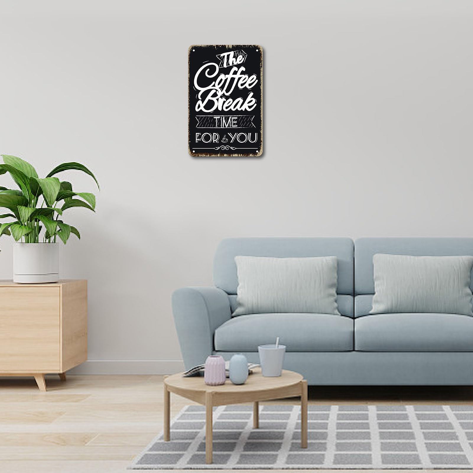 Targa In Metallo Retrò 'Coffee Break Time For You' – 30,5 X 20,3 Cm, Decorazione Da Parete Per Cucina E Bar