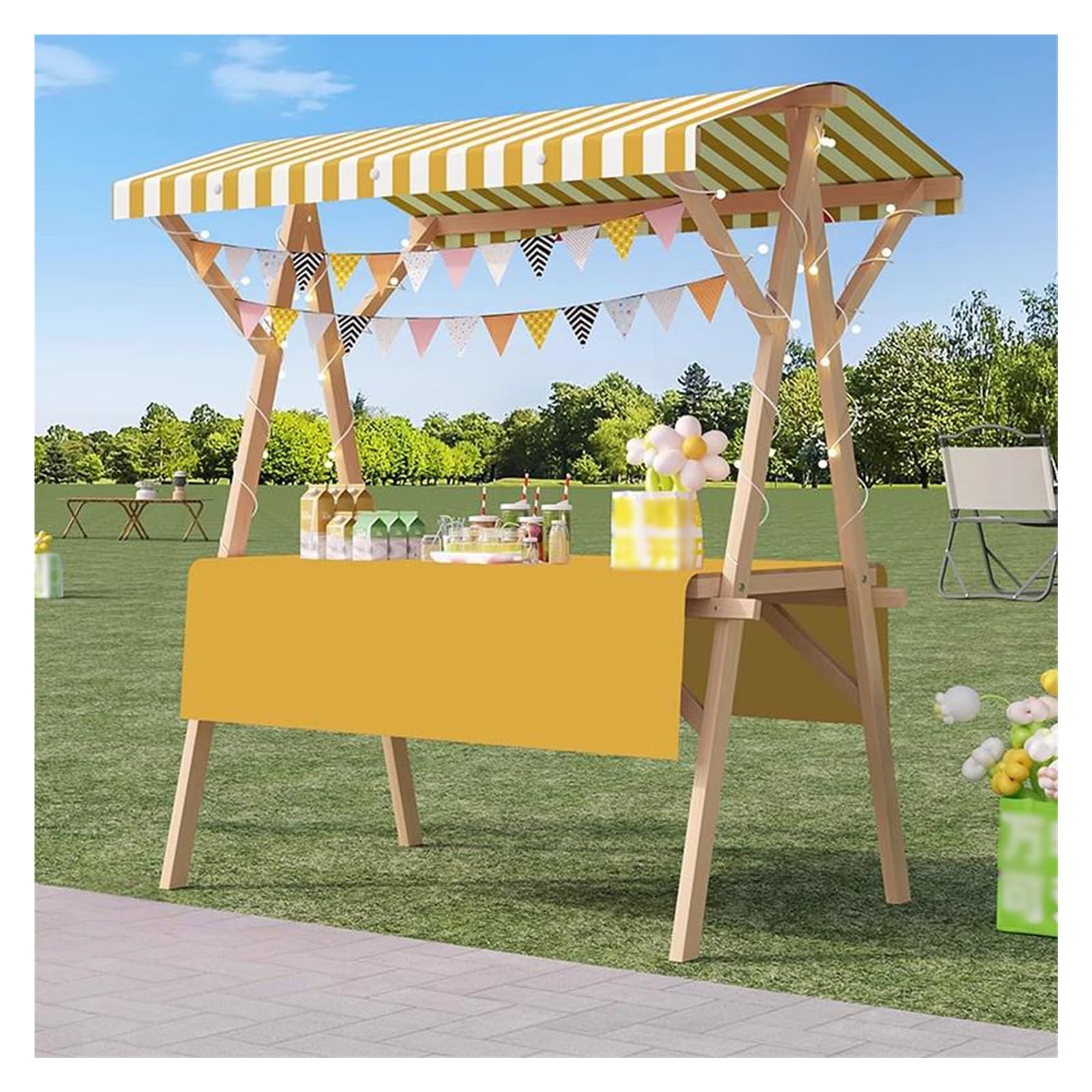 Banco di mostra portatile in legno per banco di mostra Carrello pieghevole per venditori esterni Display carrello alimentare Stand mobile per il mercato per gli agricoltori Attrezzature per venditori
