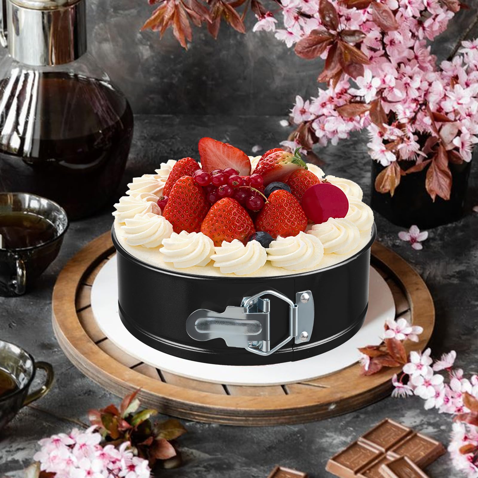 Lot de 8 mini moules à gâteau pour la cuisson, 10,2 cm avec fond amovible, petits moules à gâteau au fromage antiadhésifs pour tarte, cheesecake, pizzas, quiches