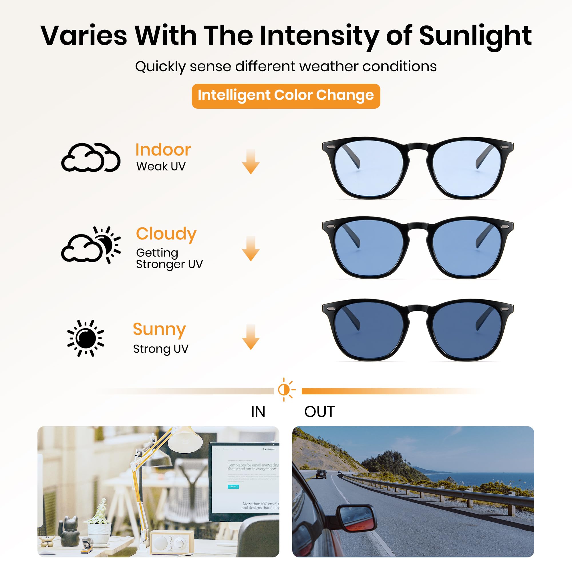 Cyxus Blaulichtfilter Sonnenbrille Herren Damen Klassisch Polarisiert Sonnenbrille Outdoor UV 400 für Fahren Angeln Reisen P1171