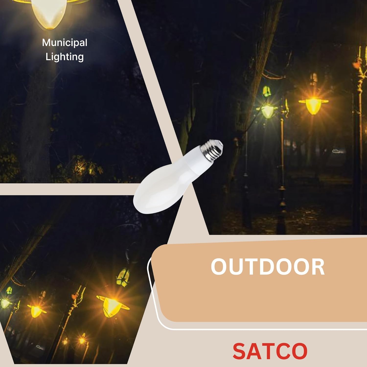 Satco S13182 15W LED HID Replacement ED17 Bulb, 5000K Daylight, E26 Medium Base, 2000 Lumens, Ballast Bypass, Enclosed Fixture Rated, IP65 Wet Location, 120-277V – White Finish (6 Pack)