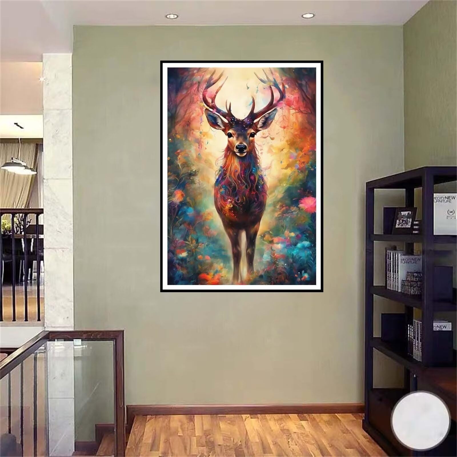 5D DIY Diamante Art Pintura kit Completo, Diamond Painting Adultos Niños Rhinestone Bordado de Punto de Cruz Artes Pintura Painting,Cuadros Decor para Cuarto, Sala de Estar - (Ciervo forestal) 60x90cm