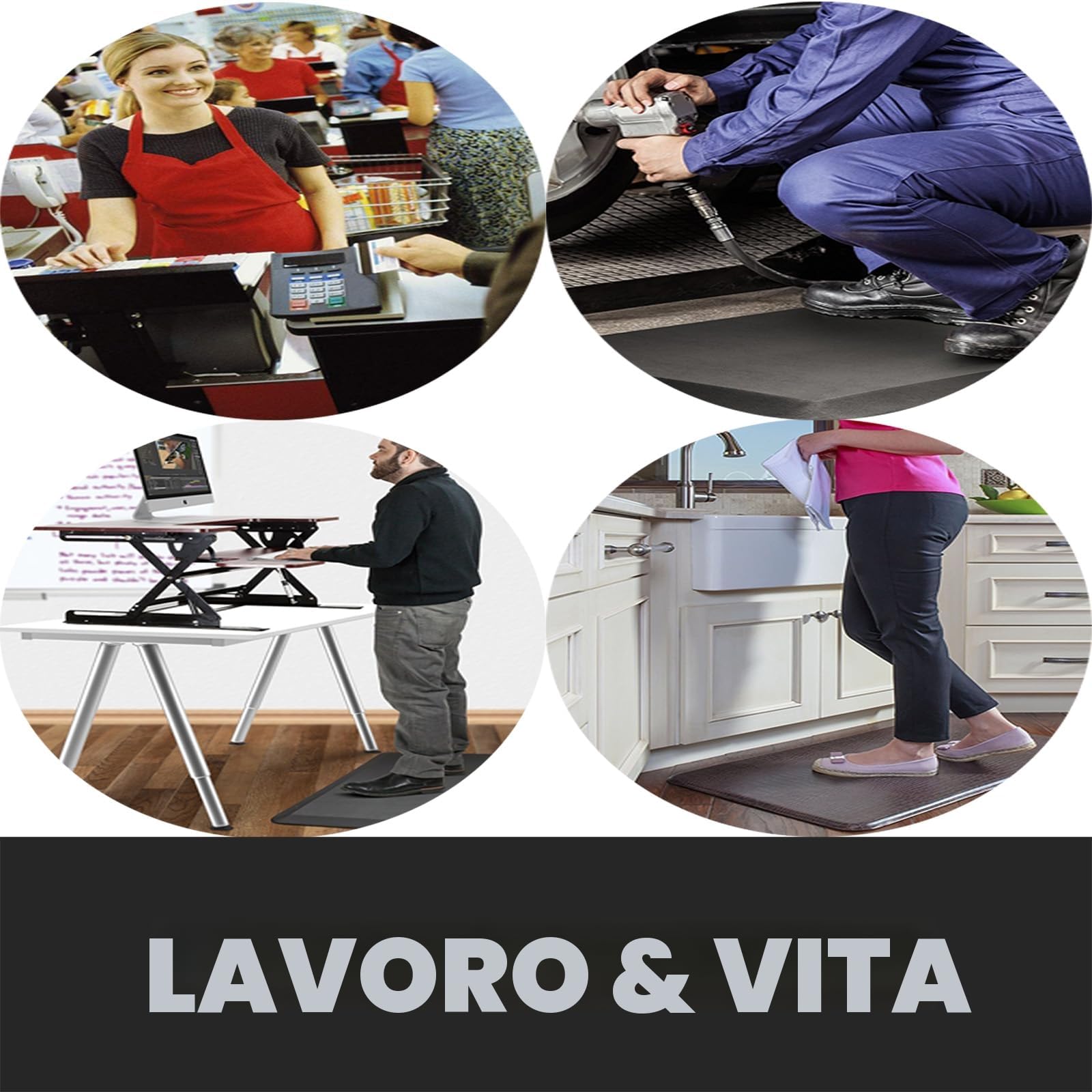 comfort anti fatigue Mat ideale per cucine e piedi scrivania, Black, 20x30x1-Inch