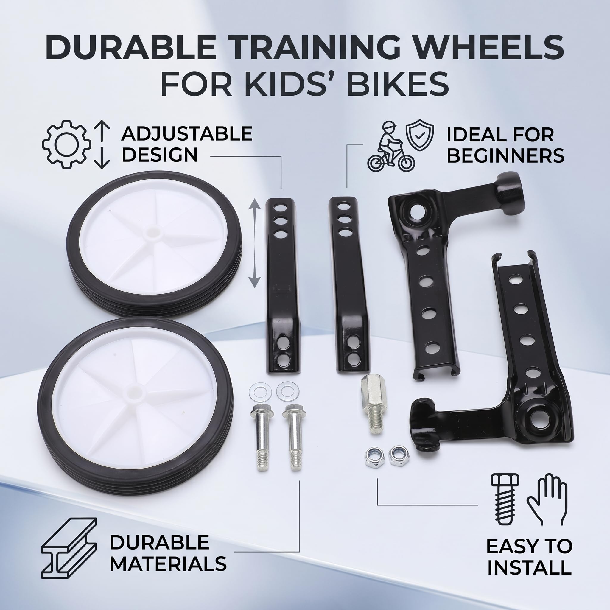 Alomejor Verstellbare St¨¹tzr?der f¨¹r Kinder 18-24 Zoll Fahrrad, Stabile Fahrradhilfe f¨¹r Anf?nger, Kinderfahrrad Zubeh?r Training Wheels Schwarz