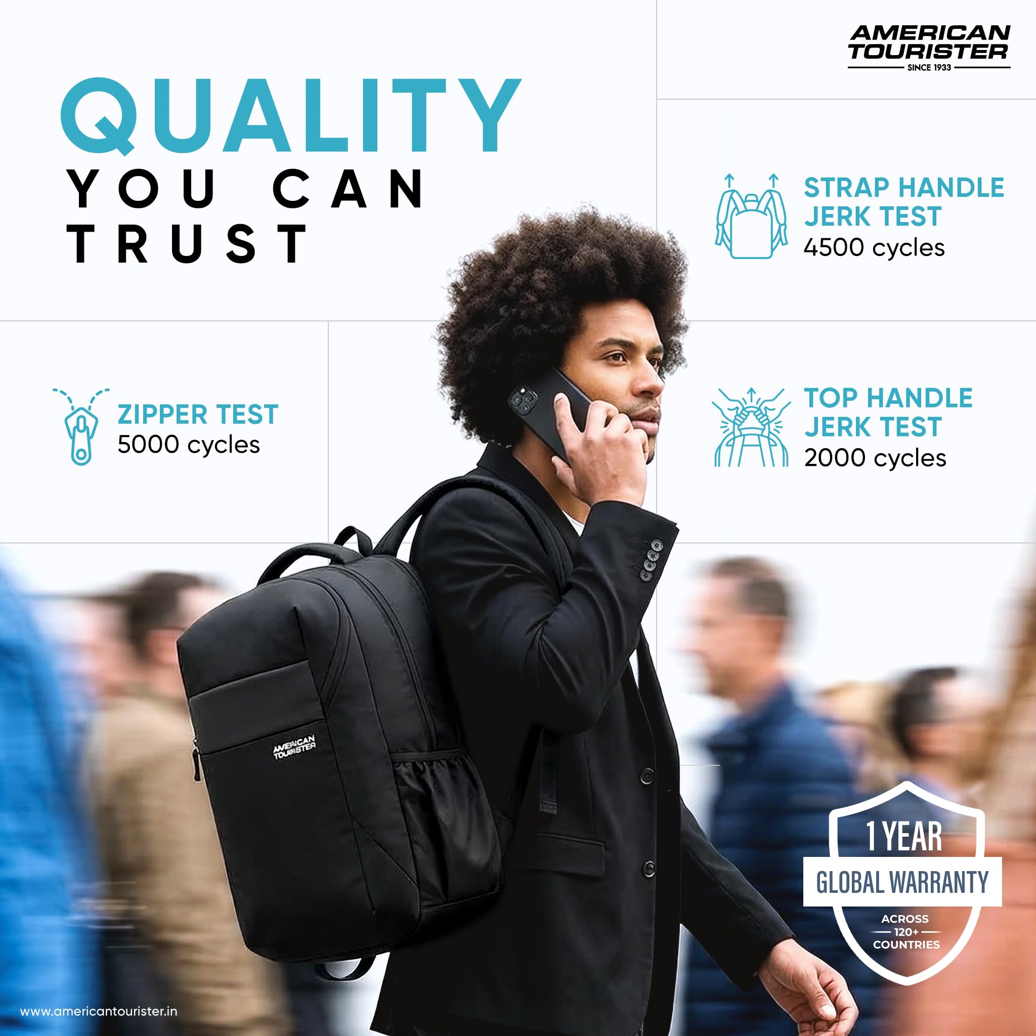 American Tourister Valex+ | 36L Backpack | 17" Laptop Bag | 3 Compartments | College & Office Backpack for Men and Women | Black | 1 Yr Global Warranty 2