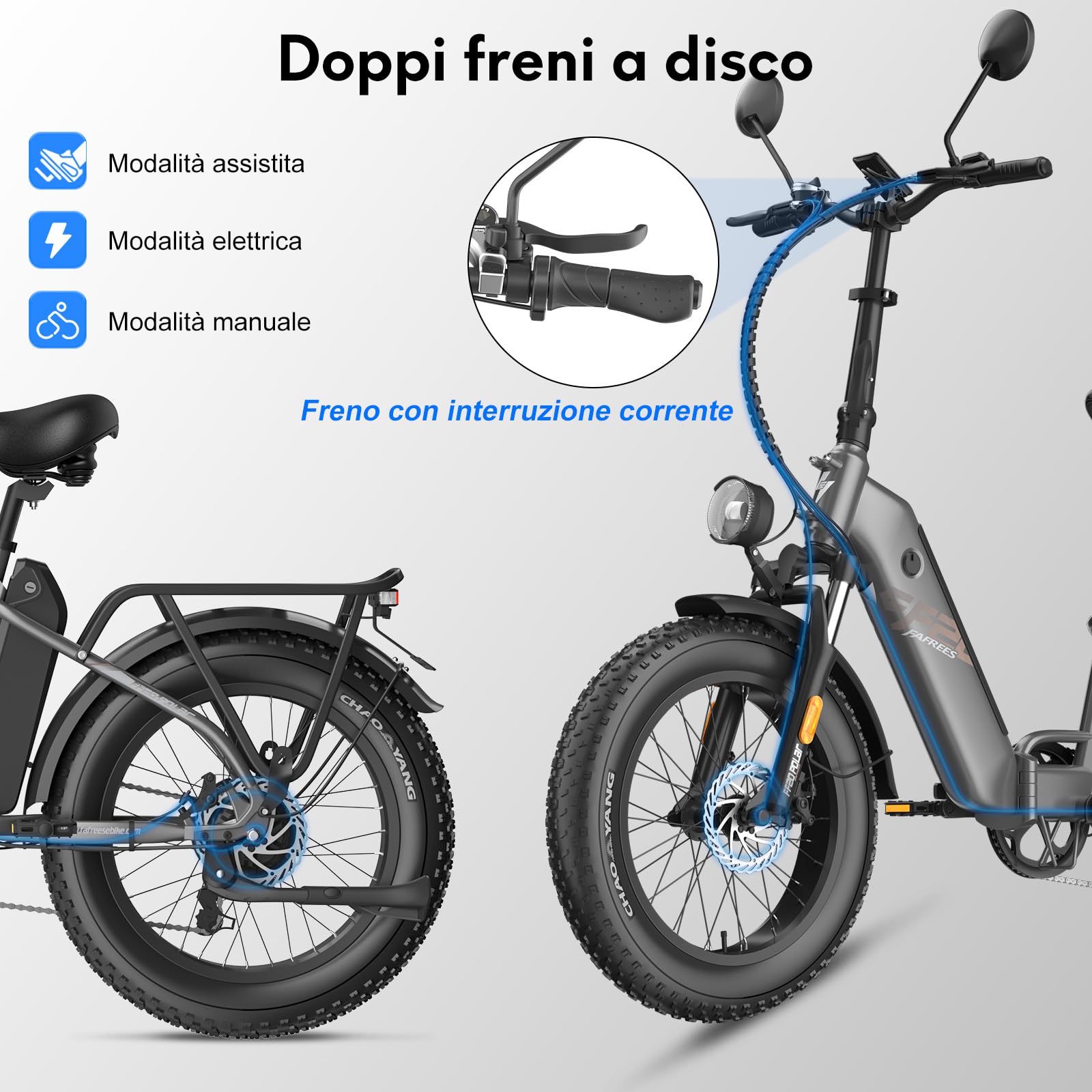 Fafrees Bici Elettrica Pieghevole Due Batterie 48V/12Ah×2 Bicicletta Elettrica, 20"×4.0 Fat Tire, Autonomia di 160km, Fat Bike Ebike per Adulti Uomo Donna, con Schermo LCD, Specchietti