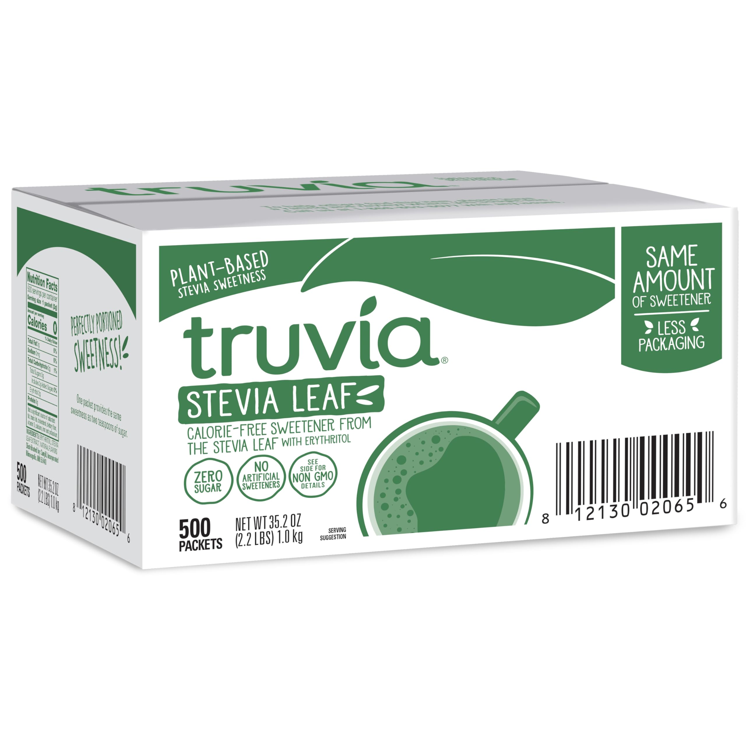 Truvia Natural Stevia Sweetener Packets, 35.2 Ounce, 500 Count (Pack of 1)