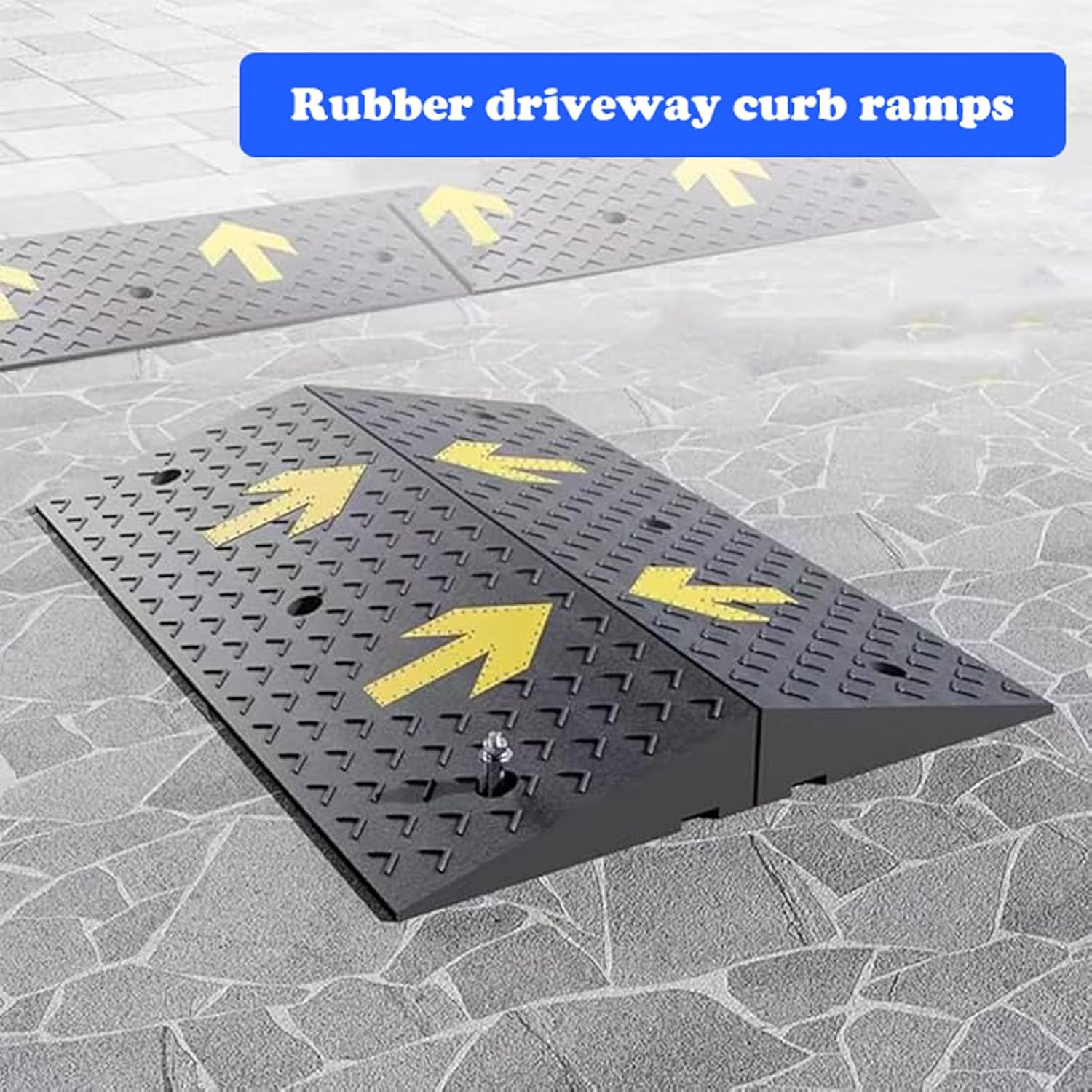 Heavy Duty Rubber Curb Ramp - Portable Non-Slip Wheelchair Ramp for Home Steps, Ideal for Carts and Scooters