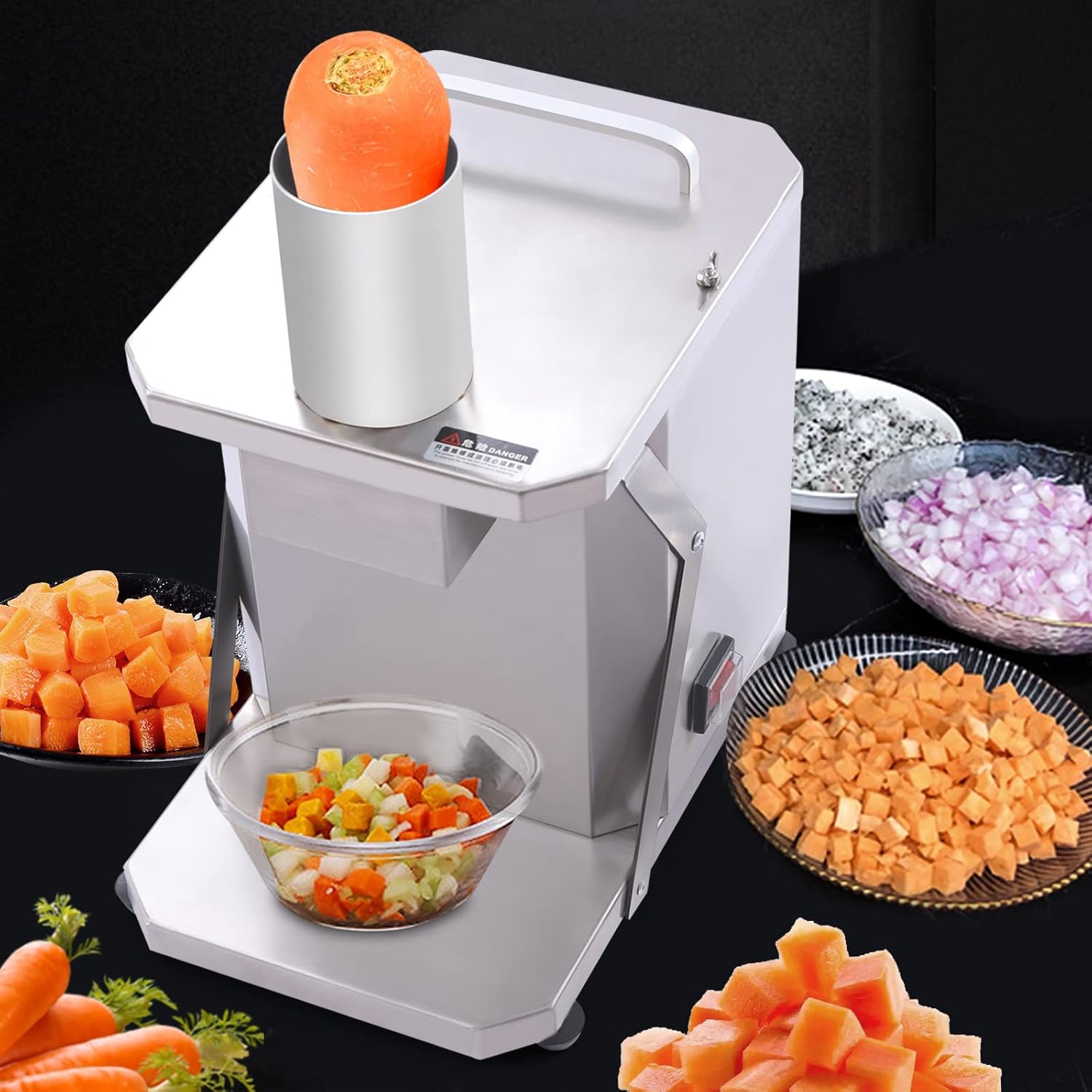 Silver Commercial Vegetable Dicer 110V Electric Automatic