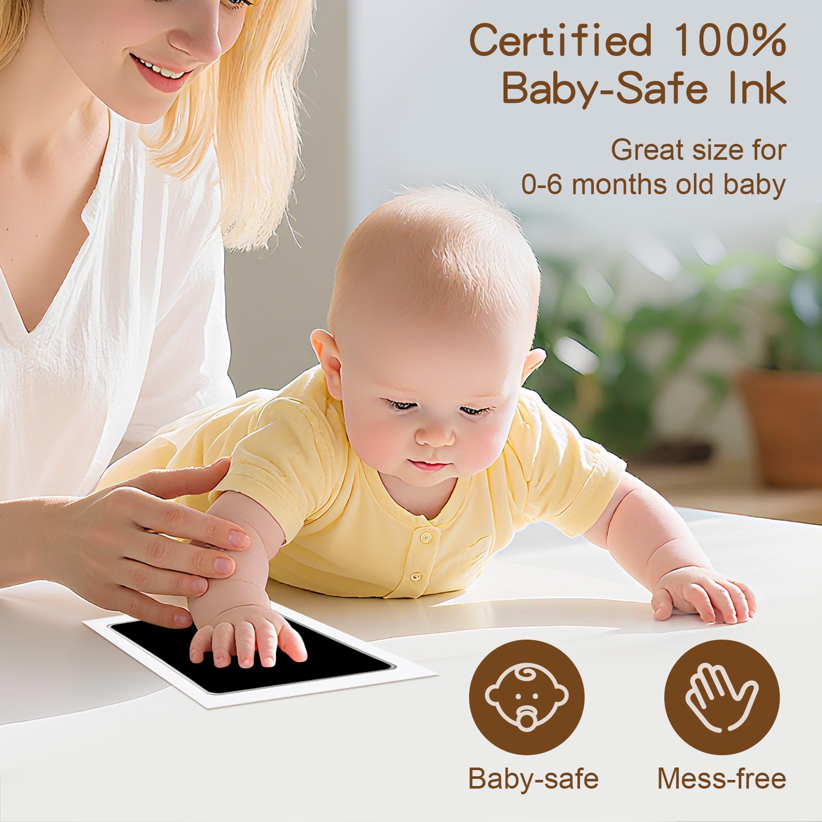 Jumbo-Baby-Hand- und Fußabdruck-Set, tintenlos, Clean Touch-Stempelkissen für Andenken, Fußabdrücke, Pfotenabdrücke, sauberes Stempelkissen für Neugeborene und Haustiere, mit 8 weißen Karten (Jet