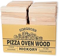 Vista 1 de Madera para horno de pizza de nogal hickory de 6 pulgadas, caja de 15 libras – leña seca en horno y sin corteza para hornos de pizza, barbacoa