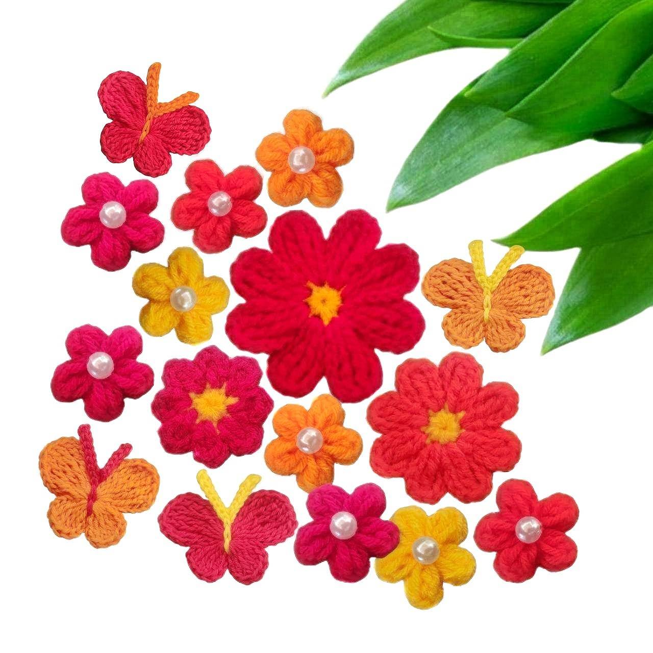Applique crochet fait main rouge pour réparer un vêtement ou embellir un sac