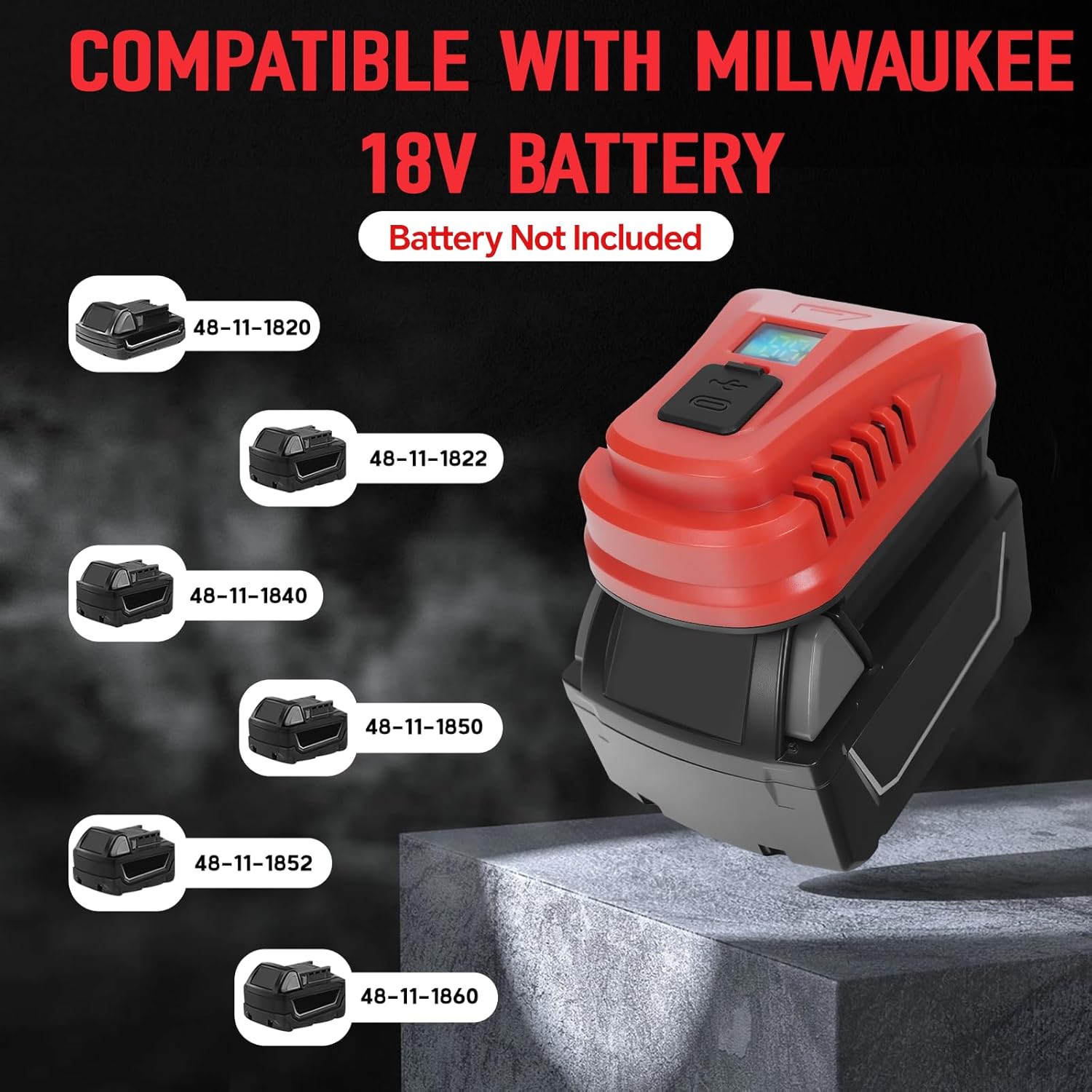 100W USB Battery Charger for Milwaukee 18V, Charger Adapter with Type-C Fast Charging and USB Port, for Electric Device and Milwaukee Battery(Tool Only) - Image 4