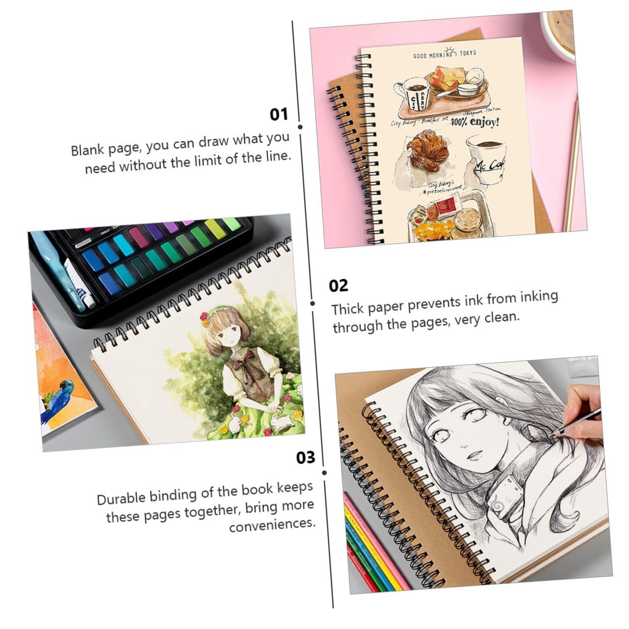 1pezzi Quaderno per Schizzi Pittura Graffiti e Disegno Artistico Carta Spessa e Pagine per Studenti e Amatoriali un Regalo per Amici e Famiglie