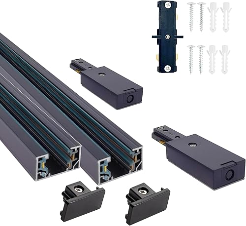 H Track Light 120V 6.6 Feet H 3-Wire Track Negro, Con accesorios de montaje, circuito único, Para H Tipo LED Track Lighting Heads