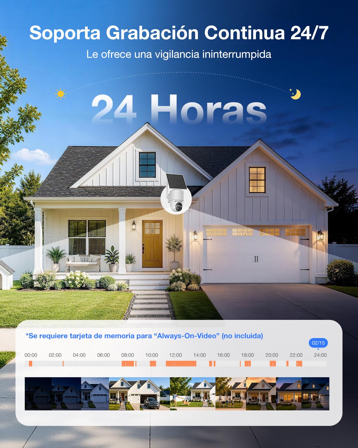 Tical 4MP Camara Vigilancia WiFi Exterior Solar sin Cable con Bbatería | 24/7 Grabación Continua Cámara de Seguridad con Panel Solare, AI Detección de Humana, IP66 con Wi-Fi 2,4 GHz