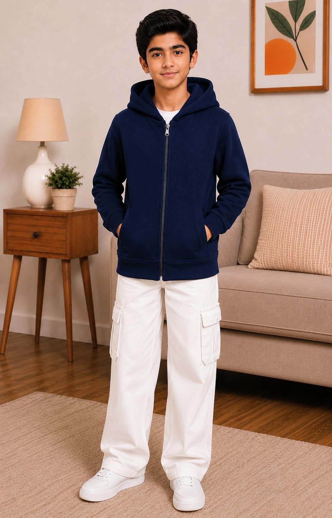 ADBUCKS Boy's Cotton Hooded Loose Fit Hoodie (ME-DHYQ-3W83_Blue_9-10 Years) 3