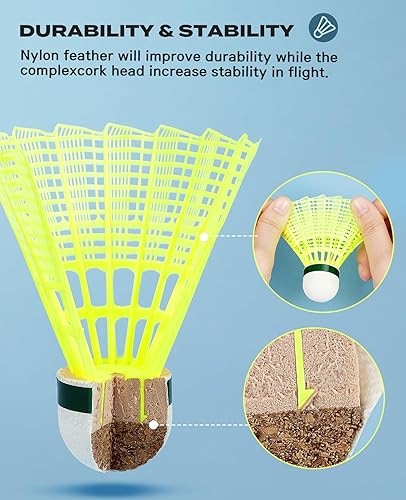 Miniatura 2 de HIRALIY 24 Pack Nylon Badminton Shuttlecocks Birdies Nylon Feather Shuttlecocks for Badminton with Stable  Durable Ideal Hitting Practice for Youth