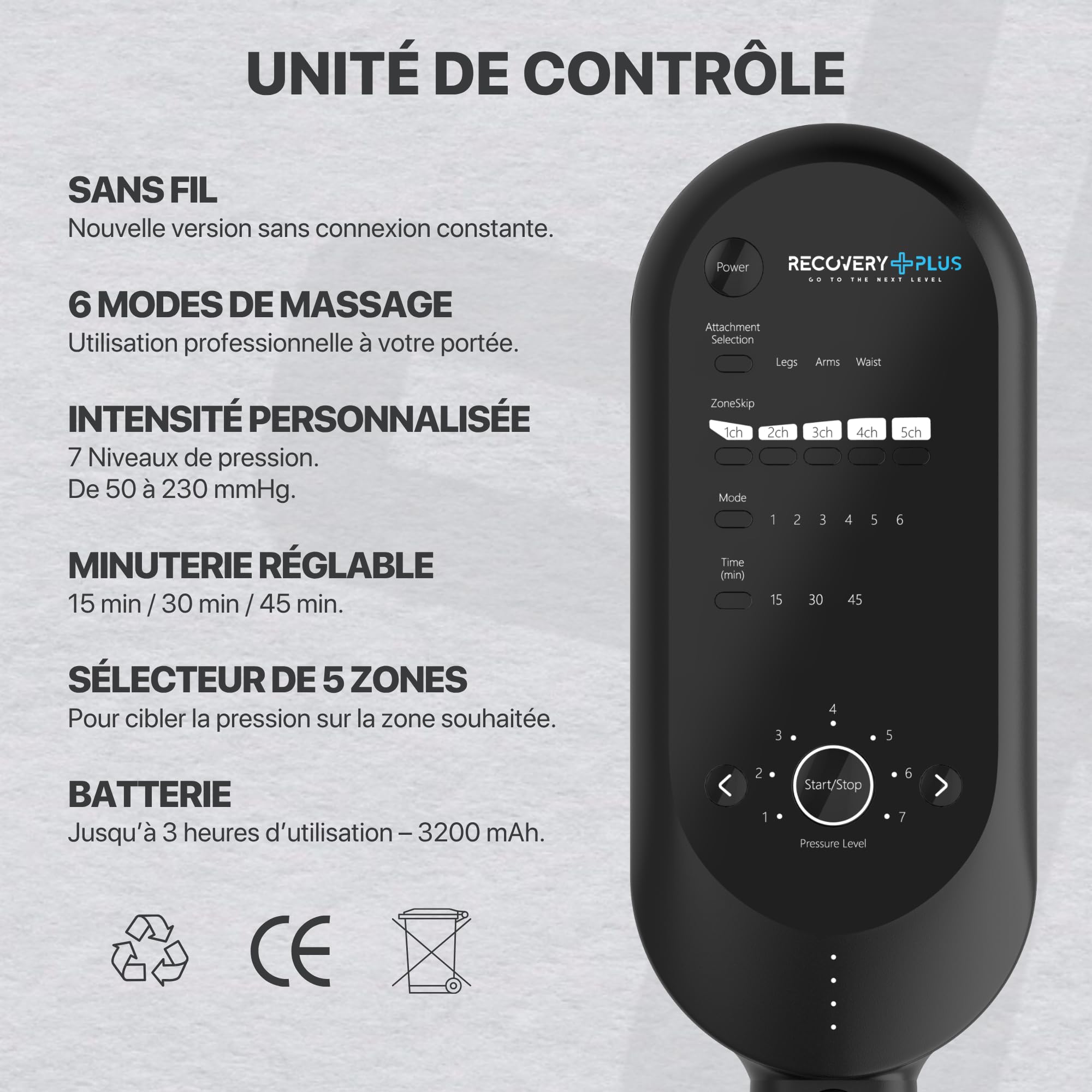 RECOVERY PLUS - RP 5.0 | Masseur de jambes pour pressothérapie à la maison - Machine de pressothérapie à la maison - Masseur de jambes - Masseur de pieds (taille : M)