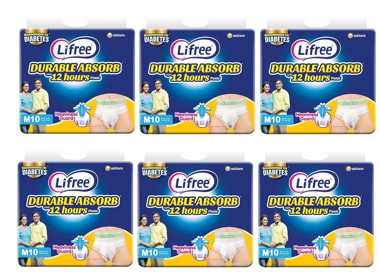 COMPATIBLE With Lifree Super Durable Extra Absorb Super Pants Adult Diaper Pants Unisex, Medium, M 60 Pieces, Waist size - 30-41 Inches, 75-105 cm (Pack of 6) up to 12 HOURS ABSORBENT-picture-30