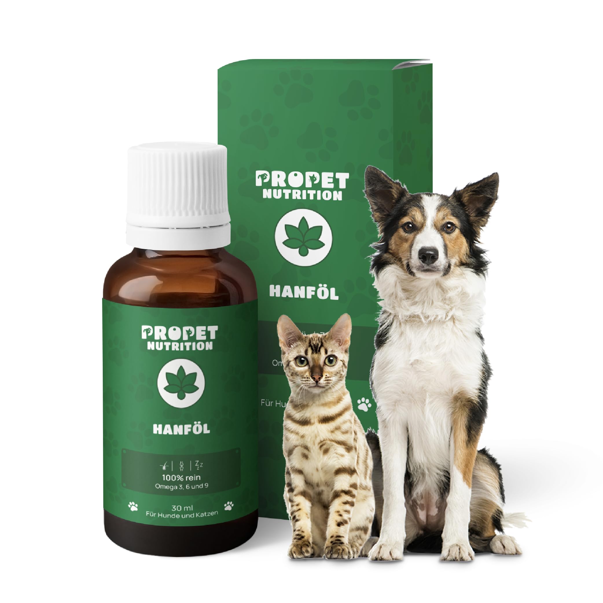 Hanföl für Hunde & Katzen. (700 Tropfen) Kaltgepresstes, reines Hanfsamenöl mit Omega 3, 6 & 9 - Zur Entspannung und für Gelenke - Hanfsamenöl für Tiere