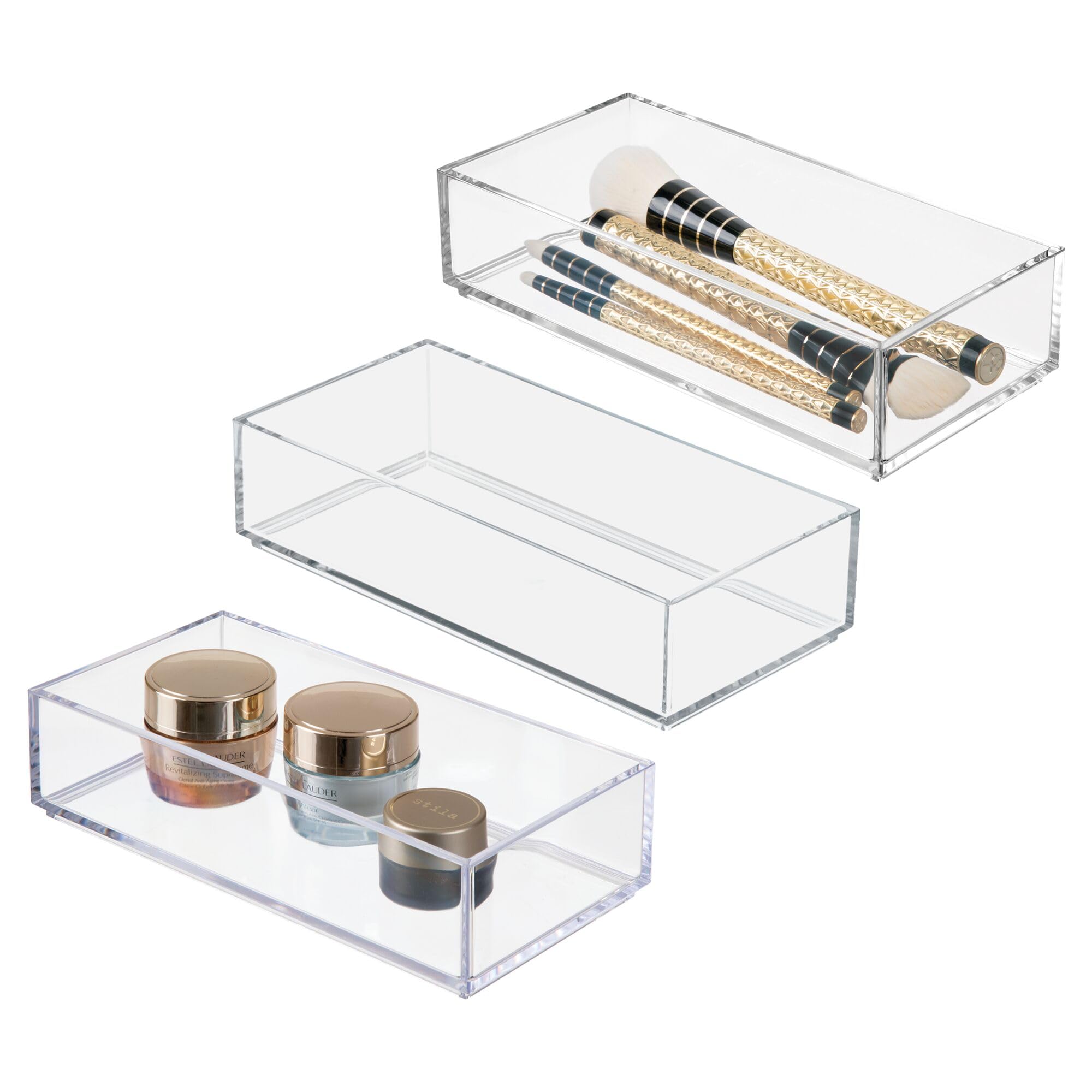 Rangement maquillage transparent iDesign en plastique durable et design épuré