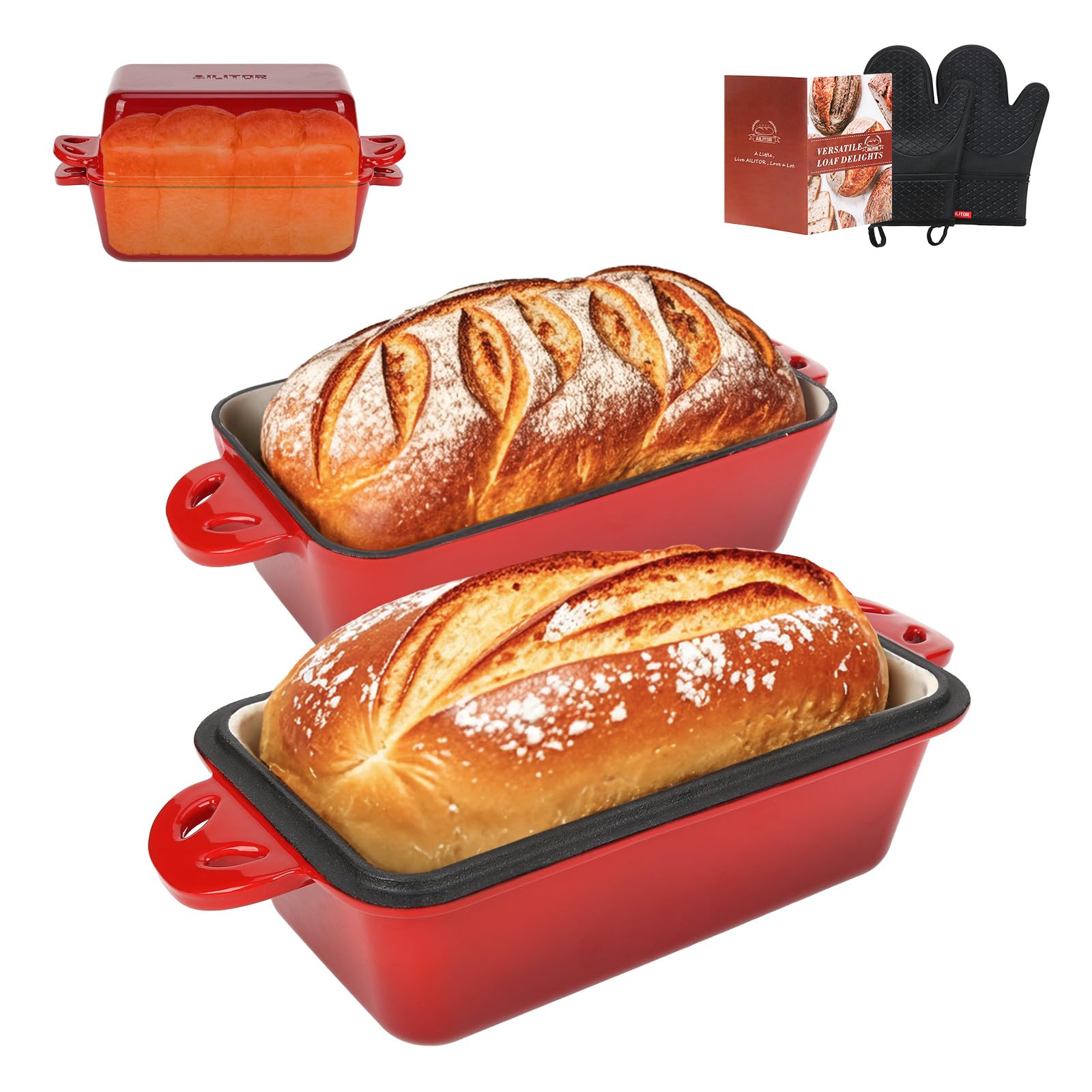 AILITOR 9x5 Enameled Cast Iron Loaf Pan